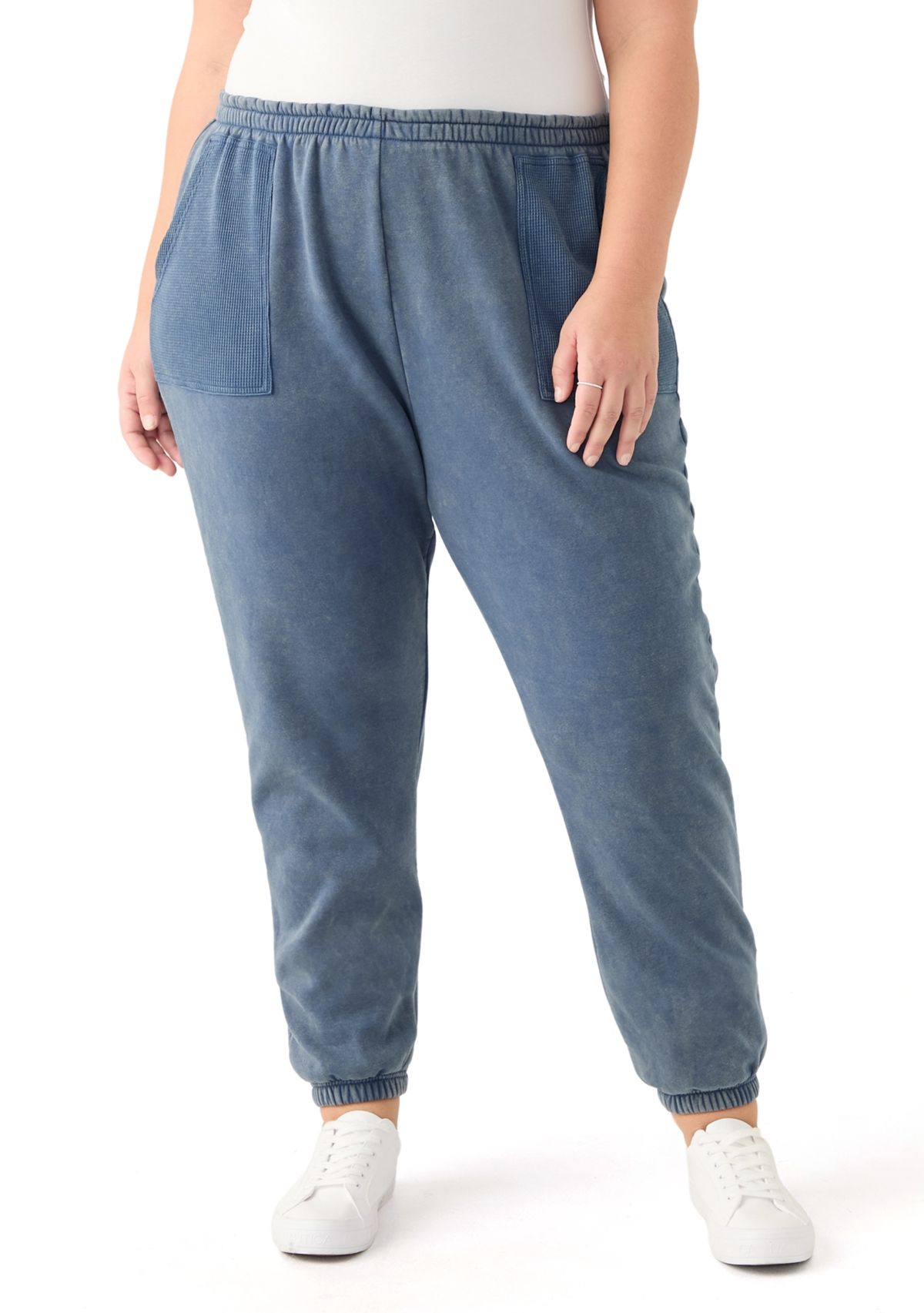 Plus Size Waffle Mixed Media Joggers