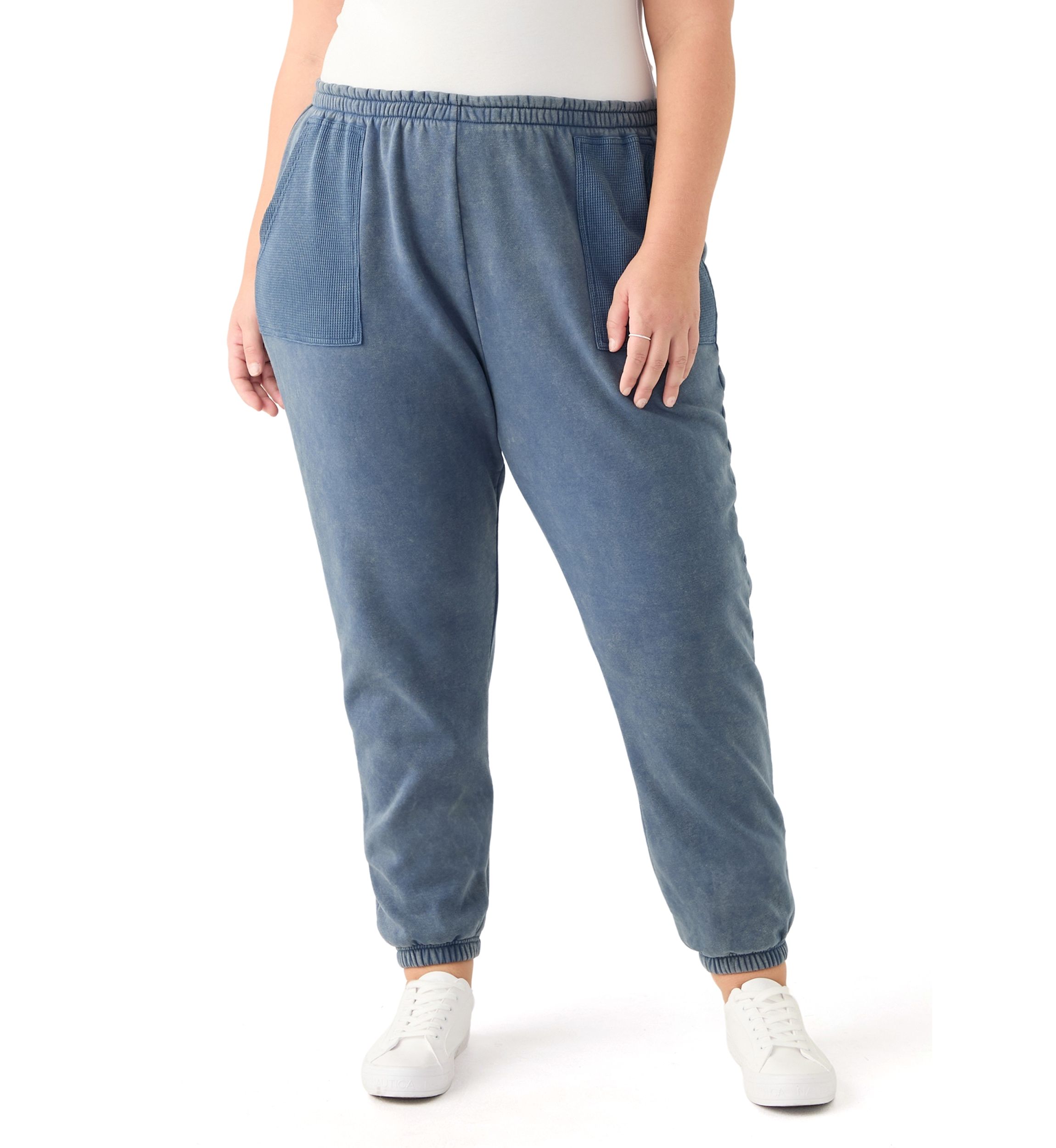 Plus Size Waffle Mixed Media Joggers