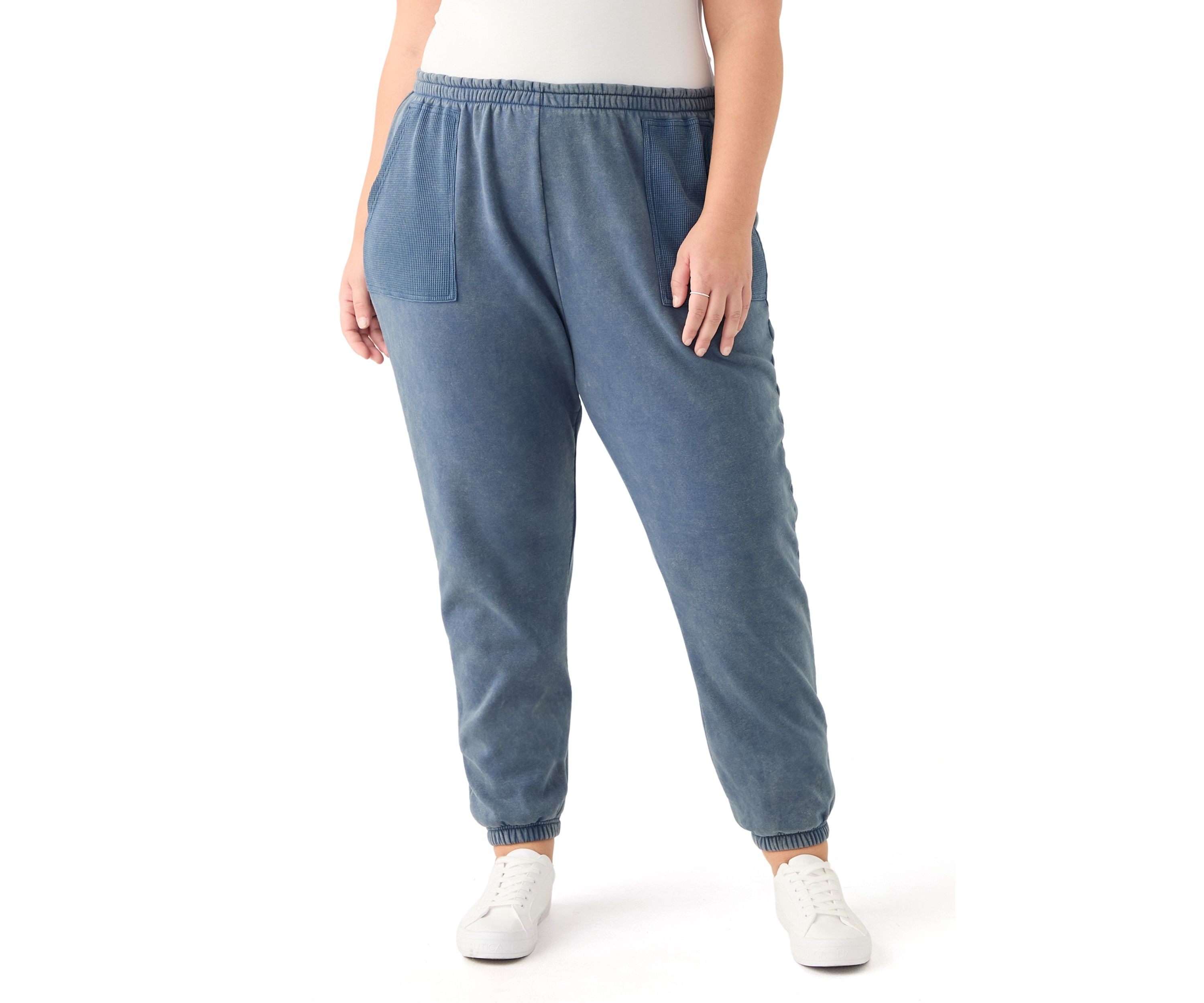 Plus Size Waffle Mixed Media Joggers