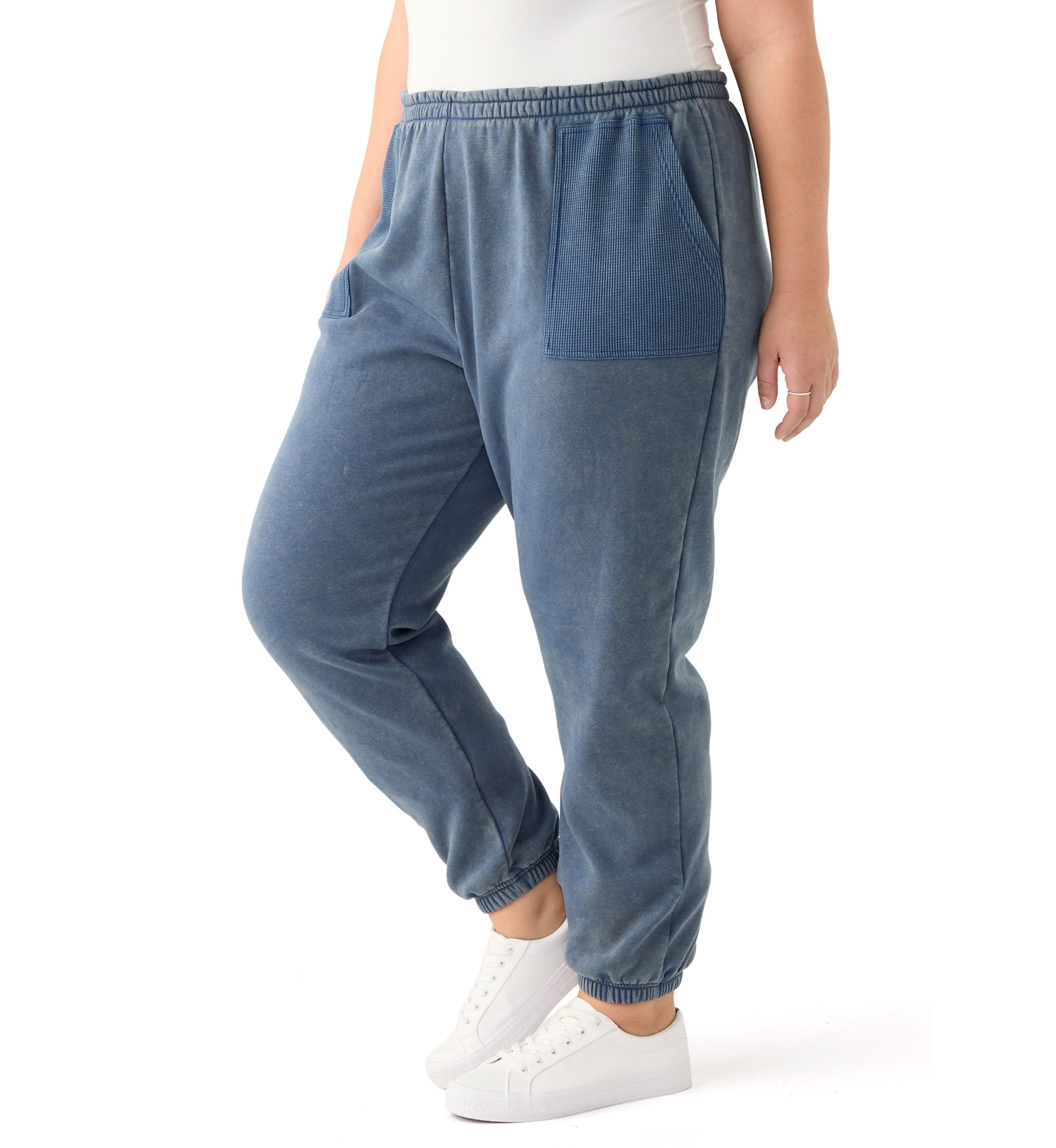 Plus Size Waffle Mixed Media Joggers