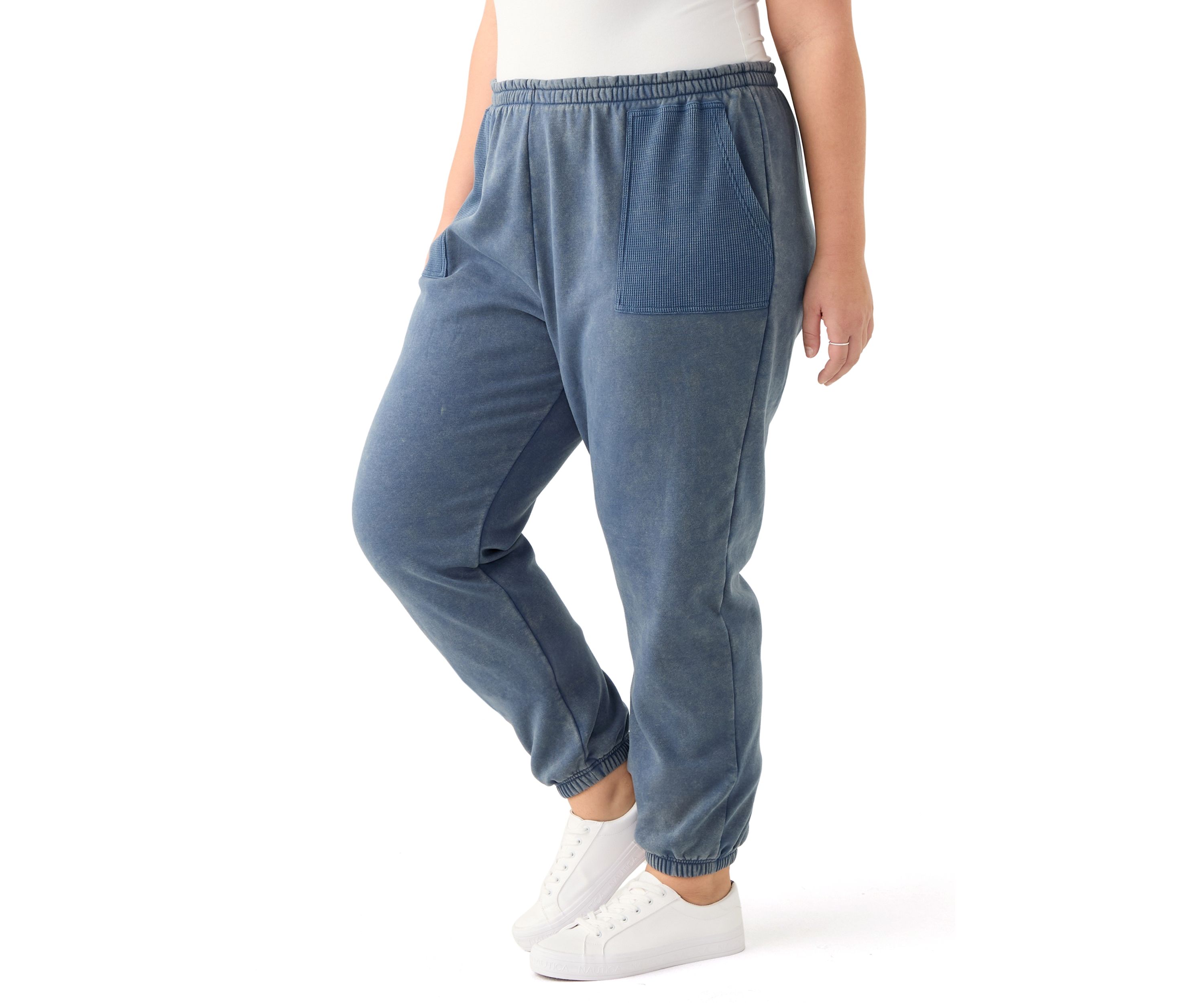 Plus Size Waffle Mixed Media Joggers