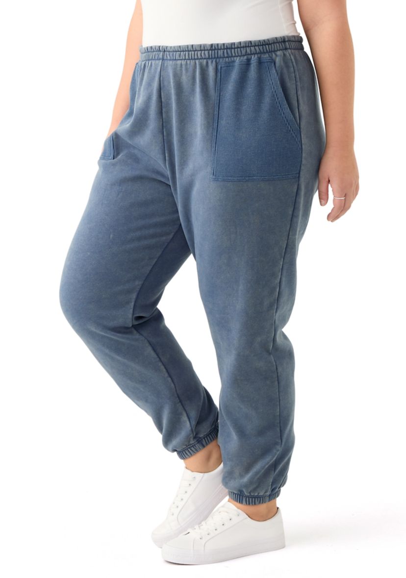 Plus Size Waffle Mixed Media Joggers