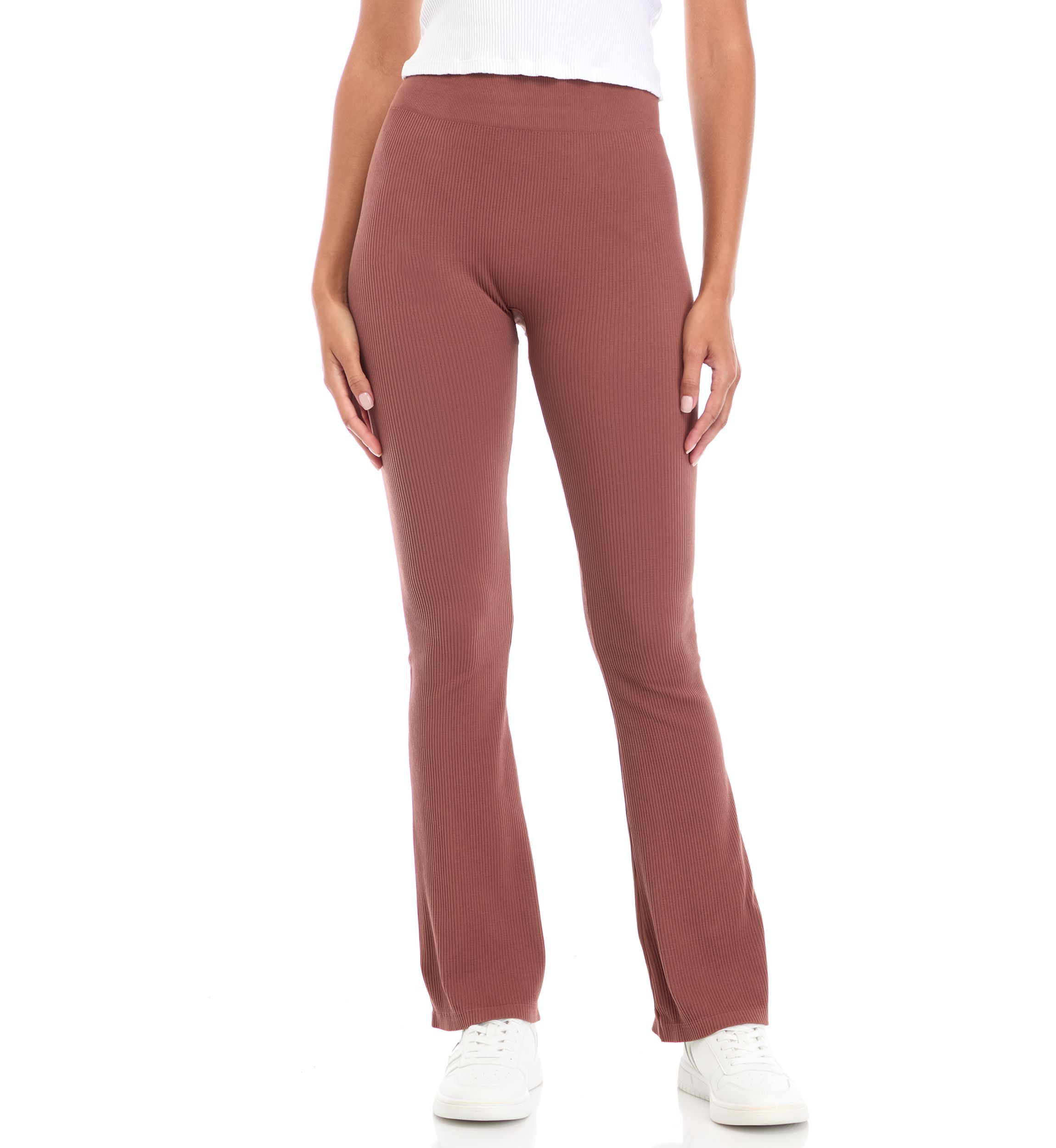 Womens Ribbed Seamless Flare Pants