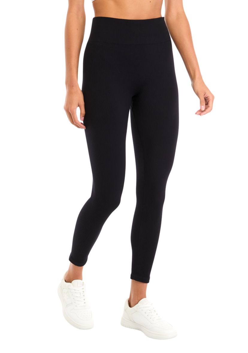 Womens Seamless Ribbed Pull On Leggings