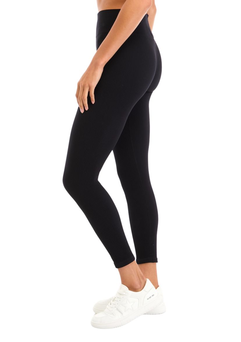 Womens Seamless Ribbed Pull On Leggings