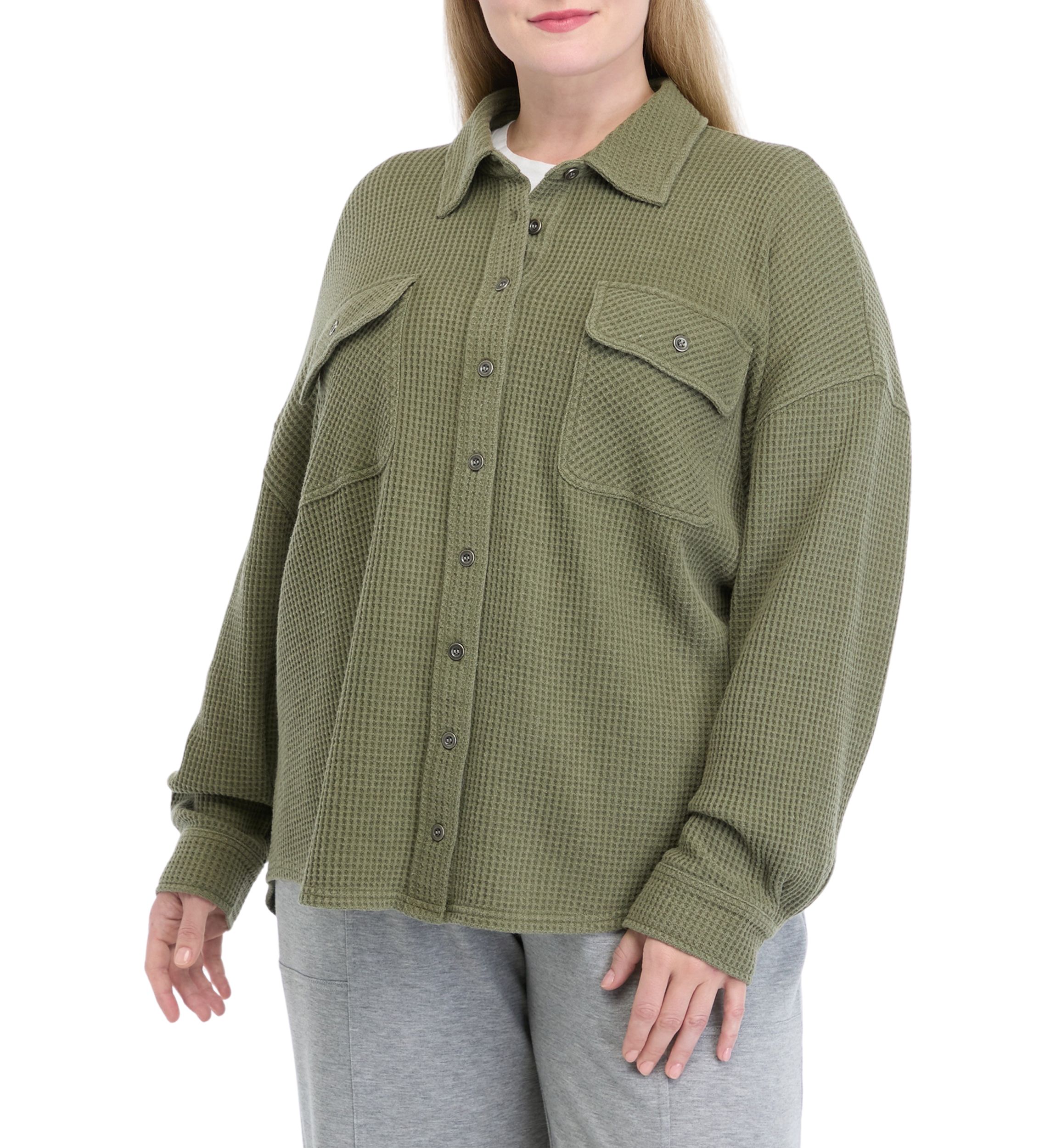 Plus Size Waffle Shacket 