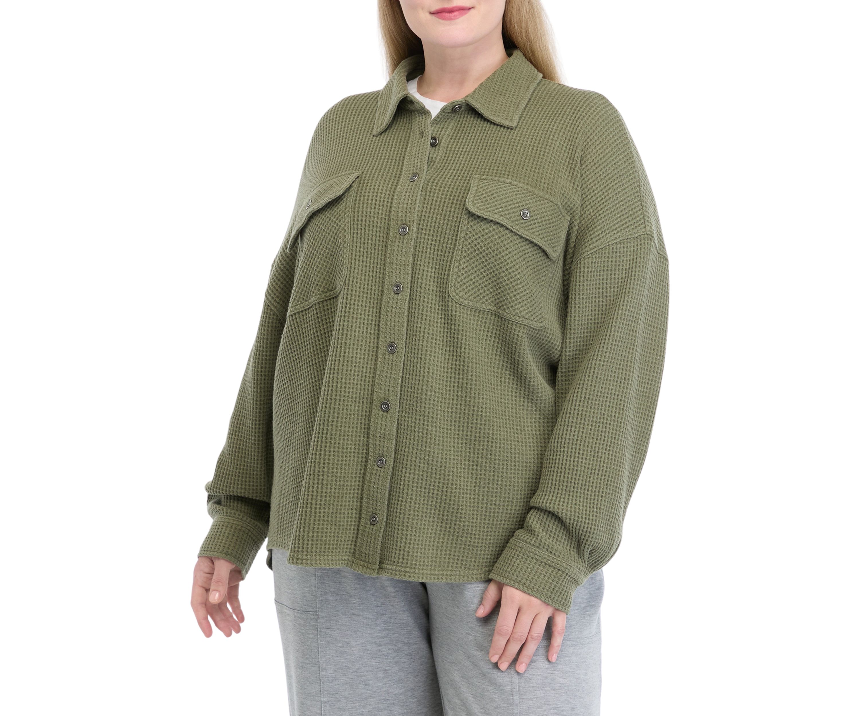 Plus Size Waffle Shacket 
