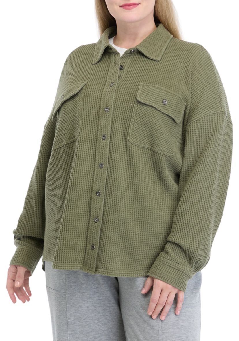 Plus Size Waffle Shacket 