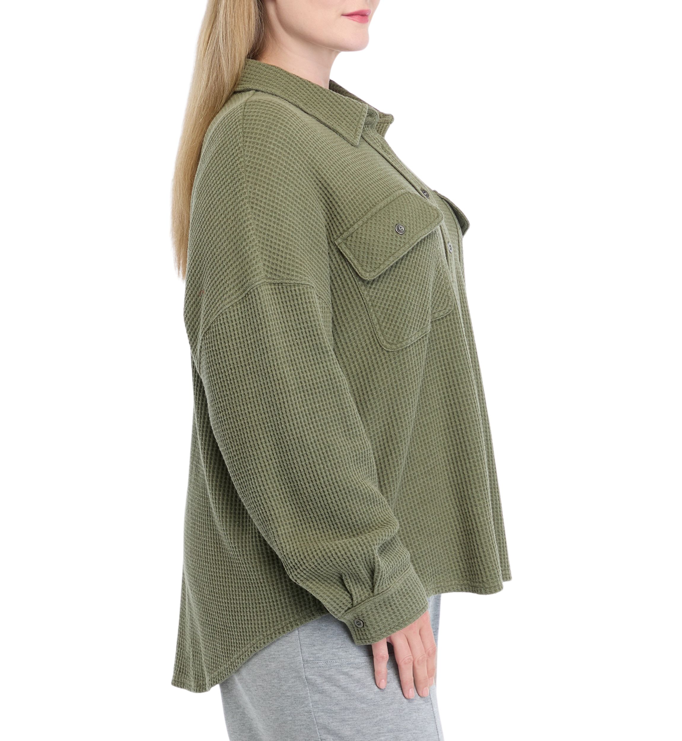 Plus Size Waffle Shacket 