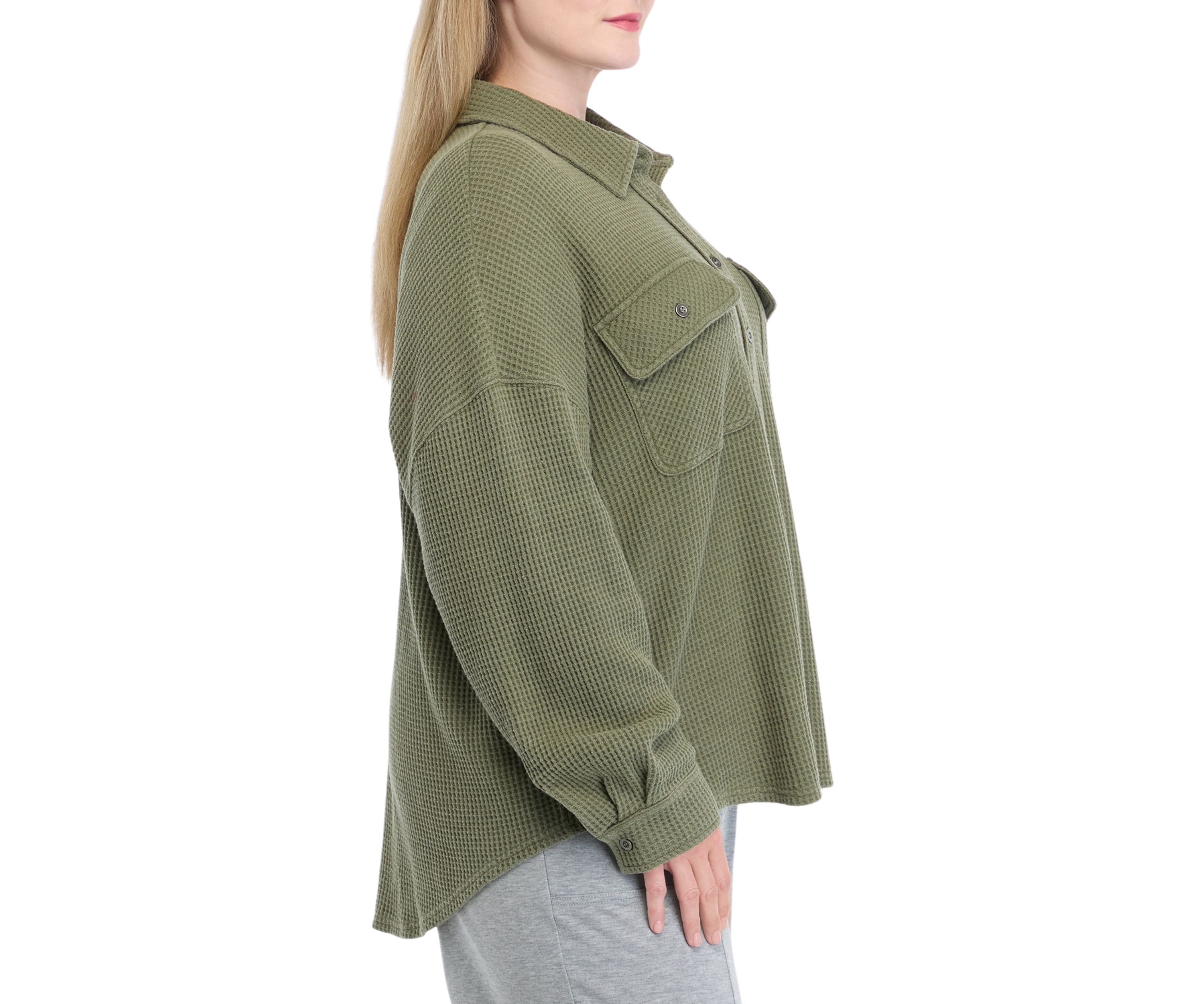 Plus Size Waffle Shacket 