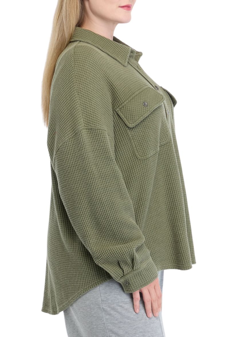 Plus Size Waffle Shacket 