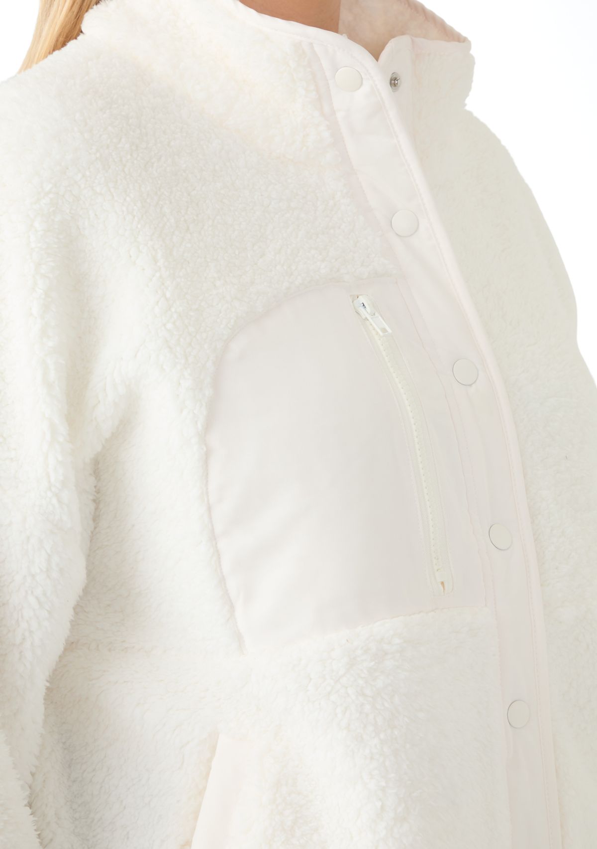 Plus Size Snap Front Sherpa Jacket 