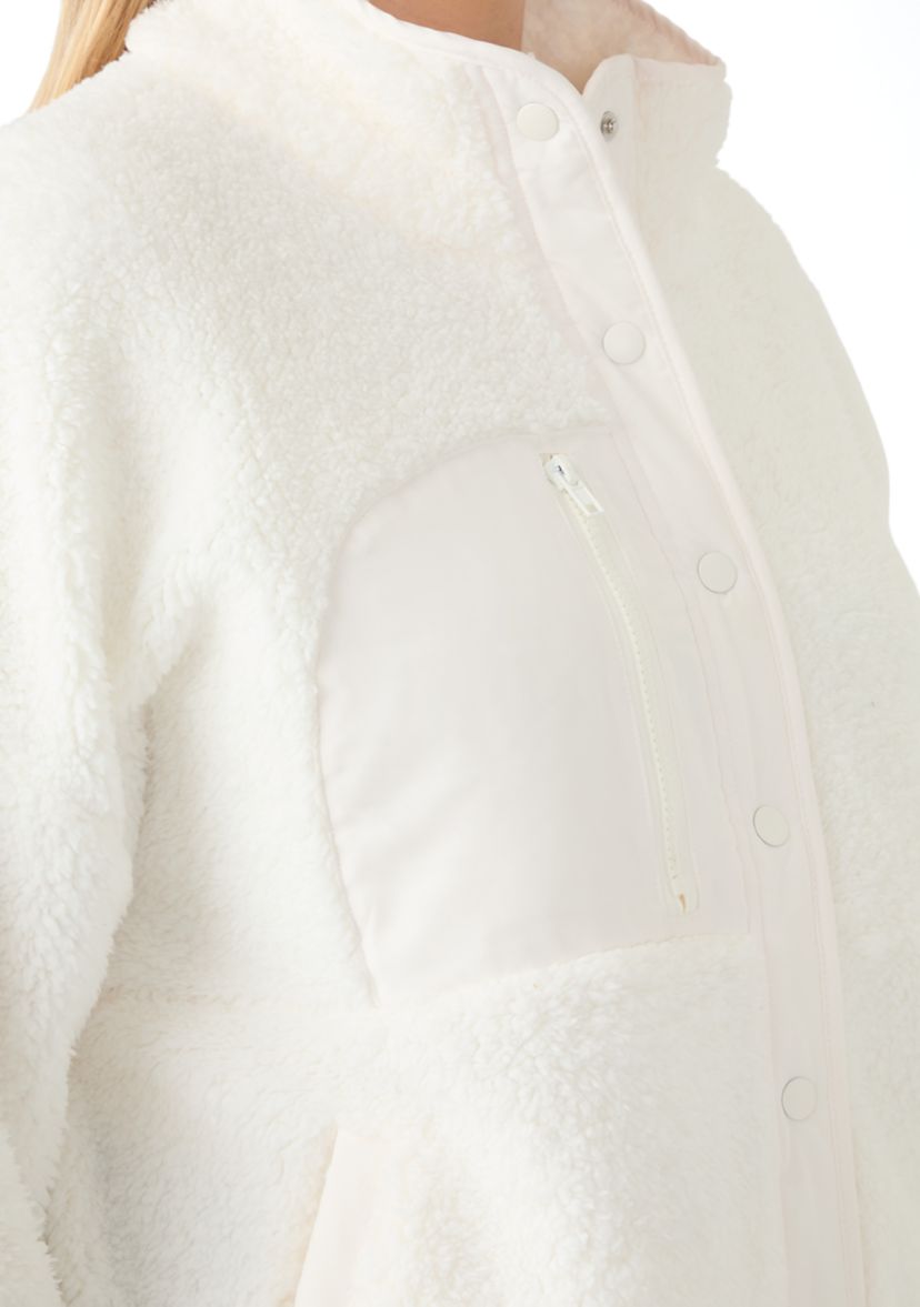 Plus Size Snap Front Sherpa Jacket 