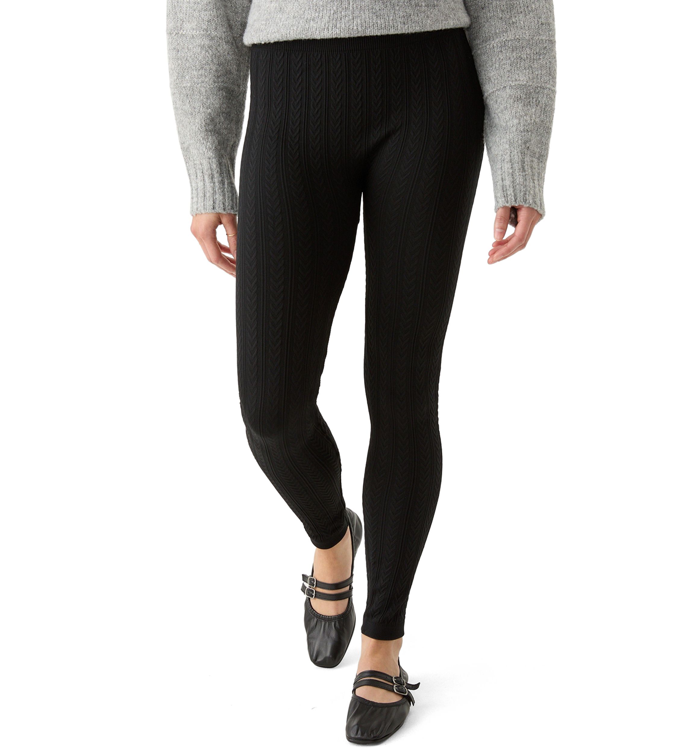 Womens Cable Knit Fleece Leggings