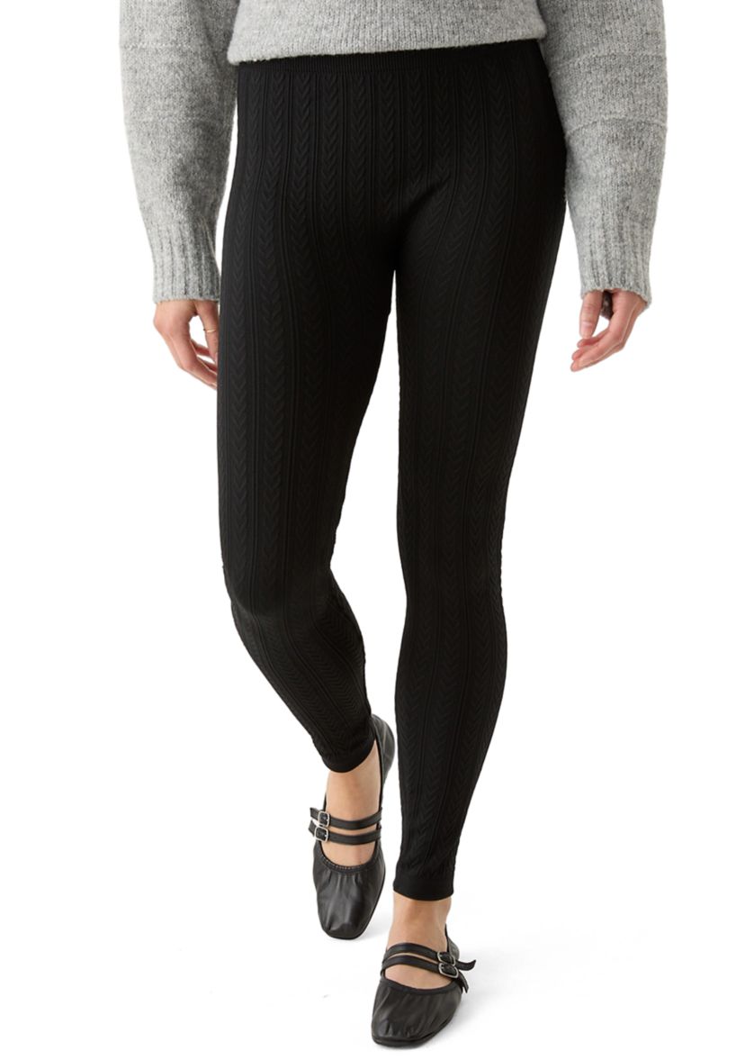 Womens Cable Knit Fleece Leggings