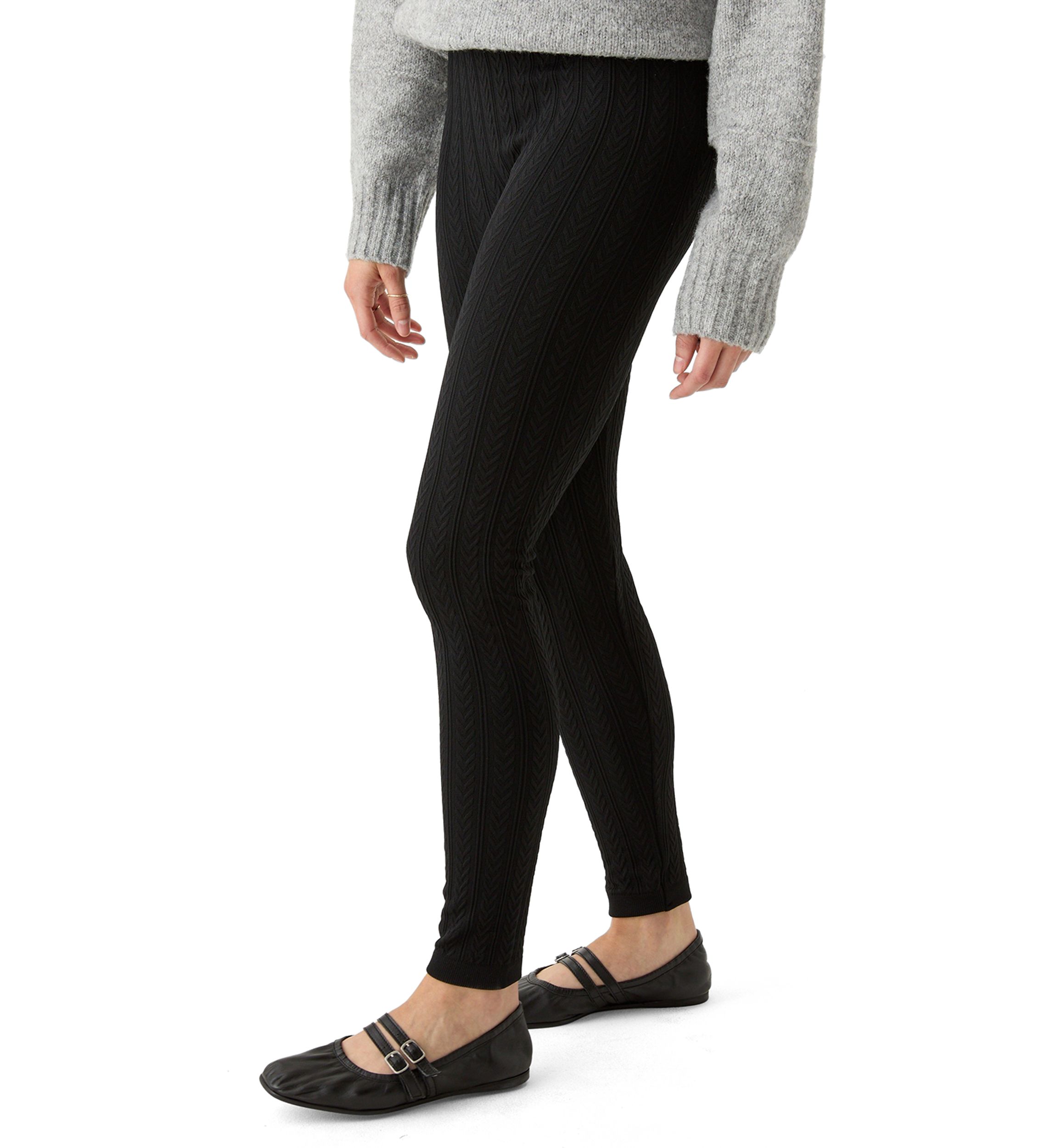 Womens Cable Knit Fleece Leggings