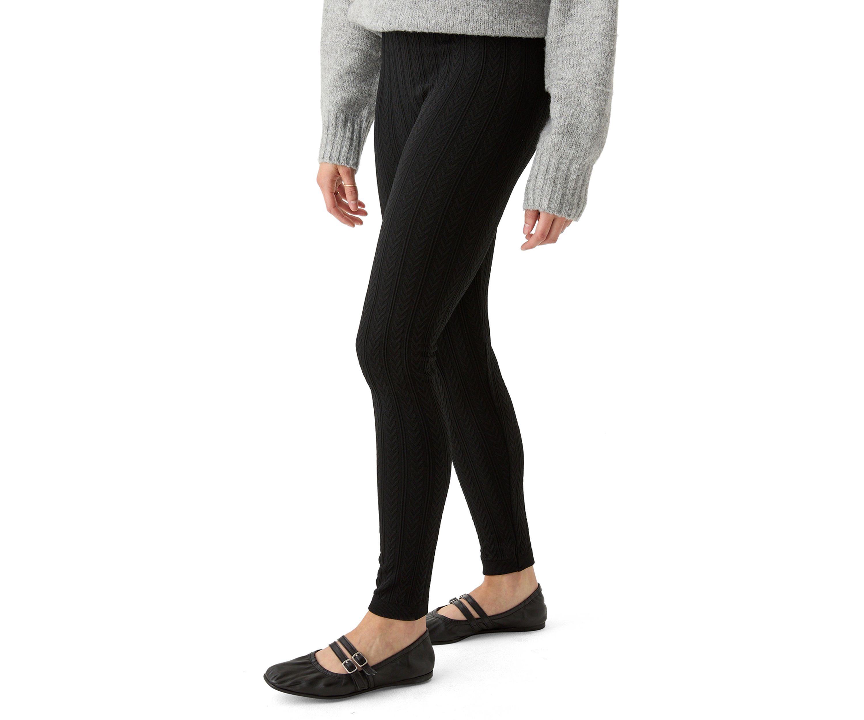 Womens Cable Knit Fleece Leggings