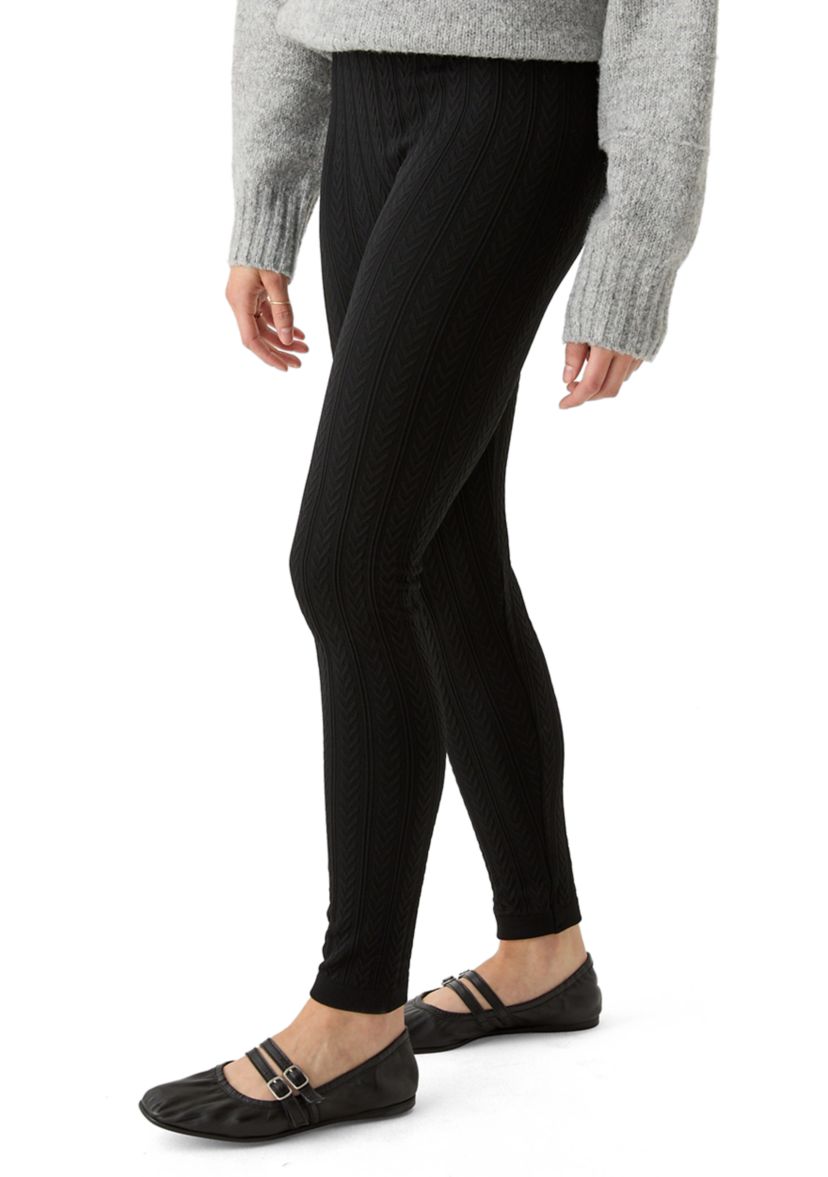 Womens Cable Knit Fleece Leggings