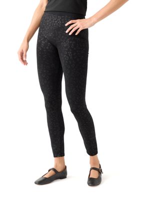 OLIVE + OAK Women's Jacquard Fleggings, Black, Small