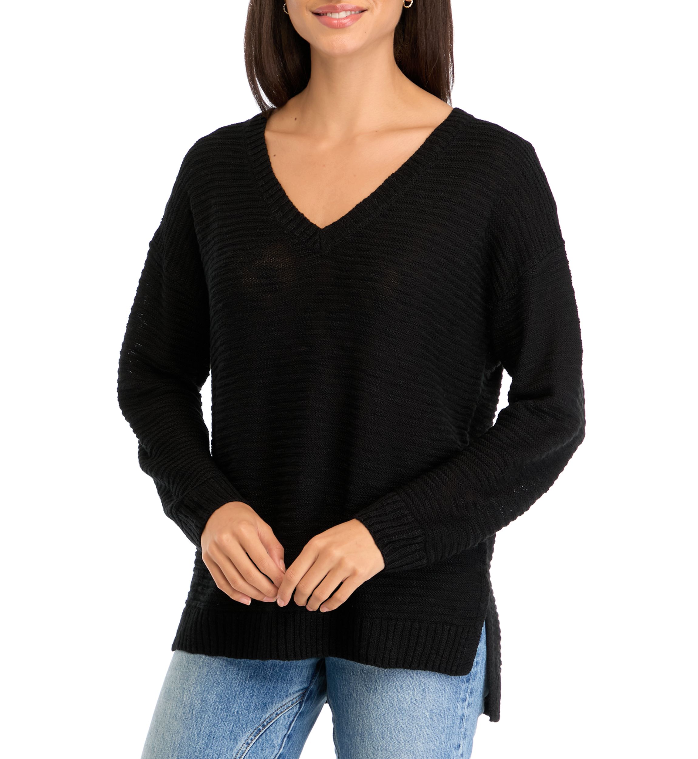 Womens V-Neck Tunic Sweater