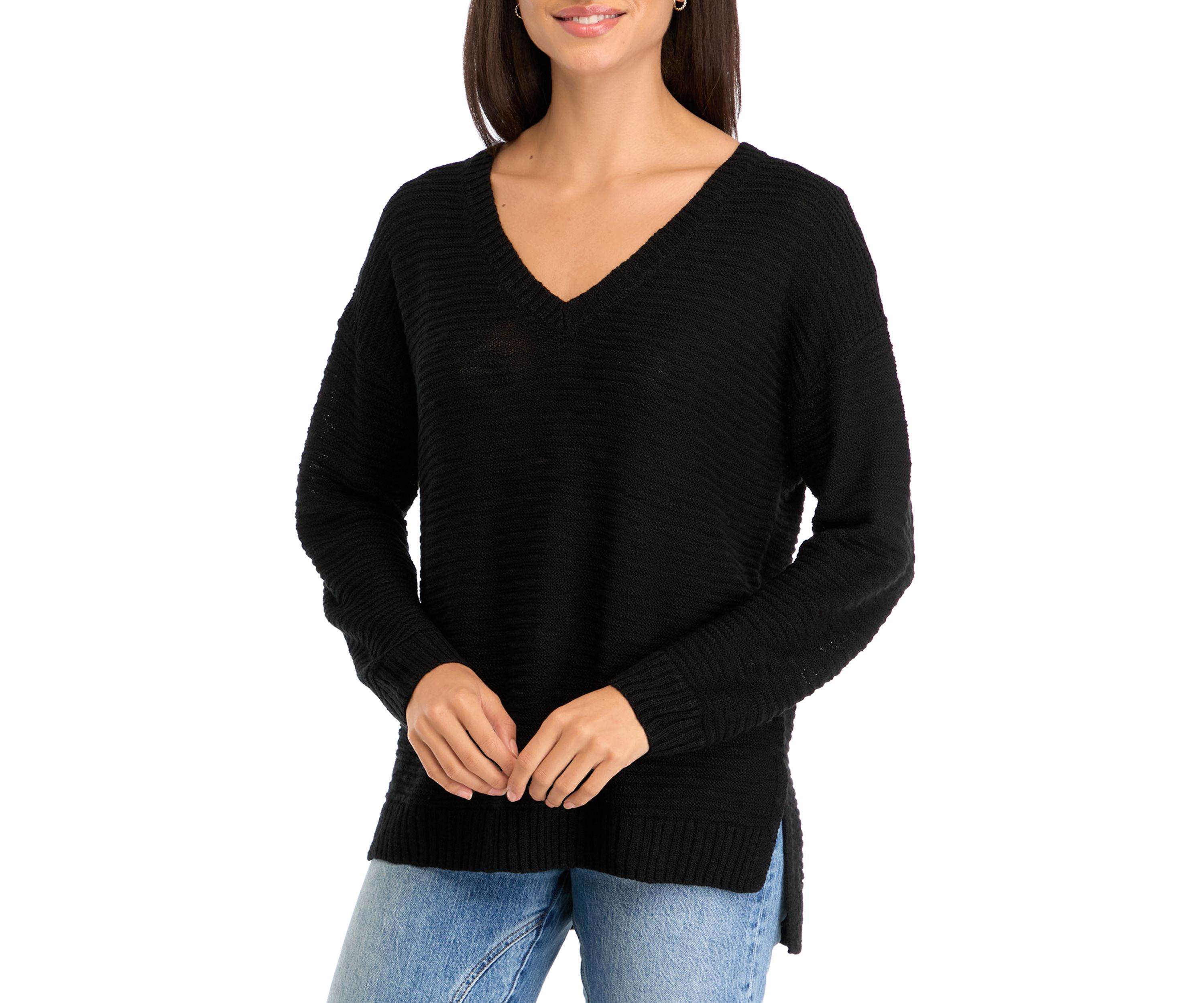 Womens V-Neck Tunic Sweater