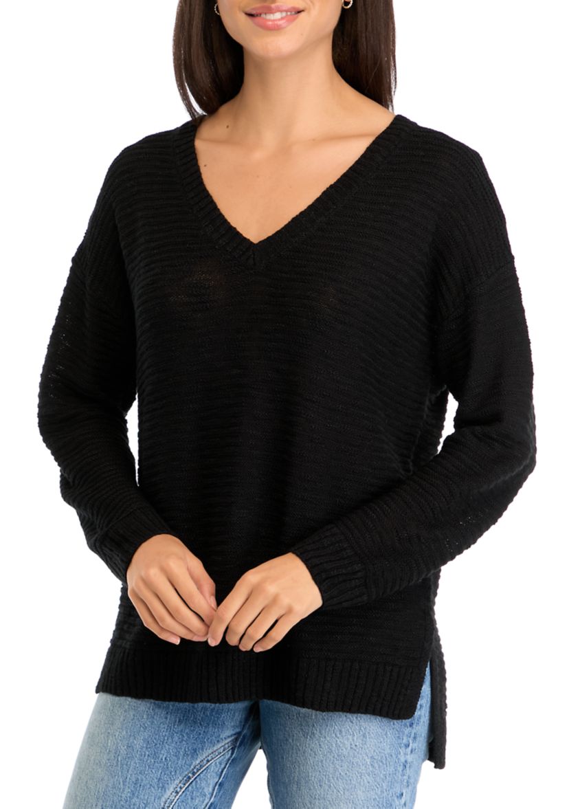 Womens V-Neck Tunic Sweater