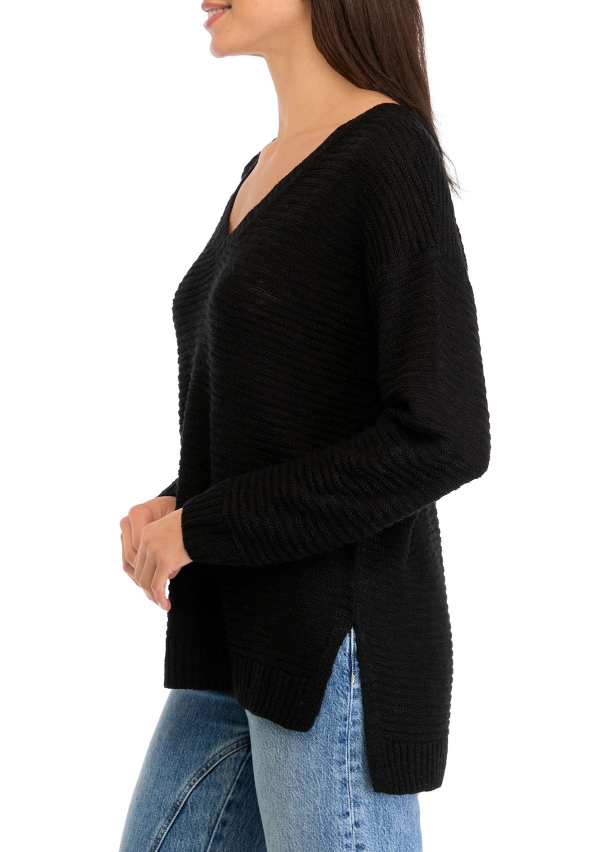 Womens V-Neck Tunic Sweater