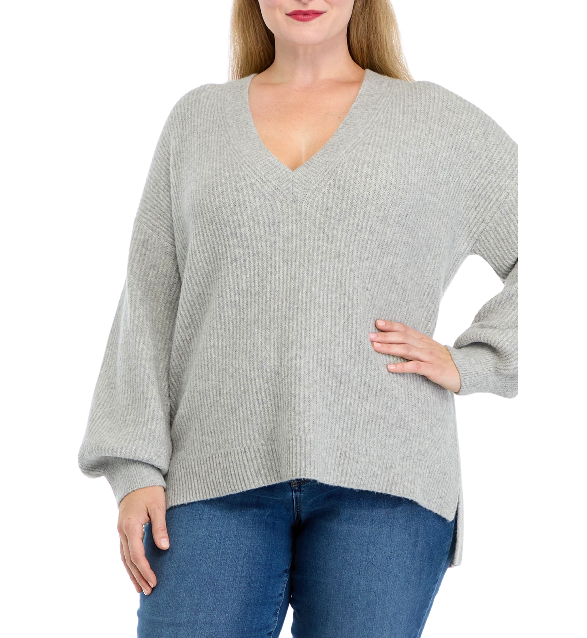 Plus Size Knit V-Neck Sweater
