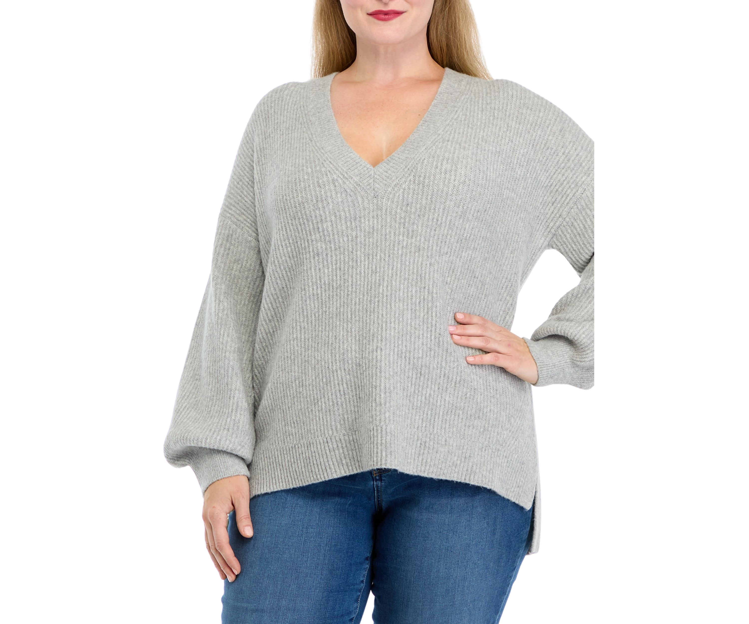 Plus Size Knit V-Neck Sweater