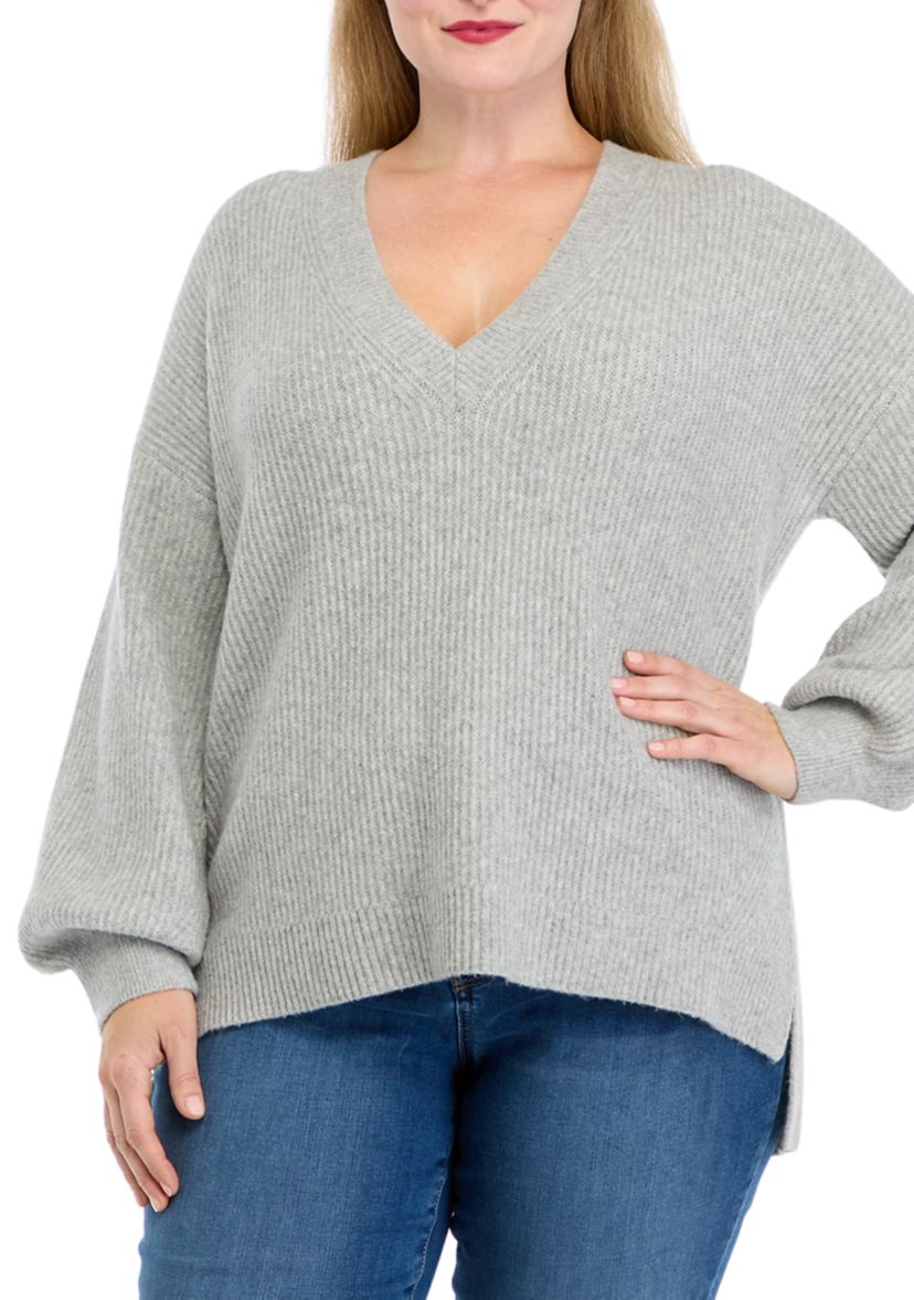 Plus Size Knit V-Neck Sweater