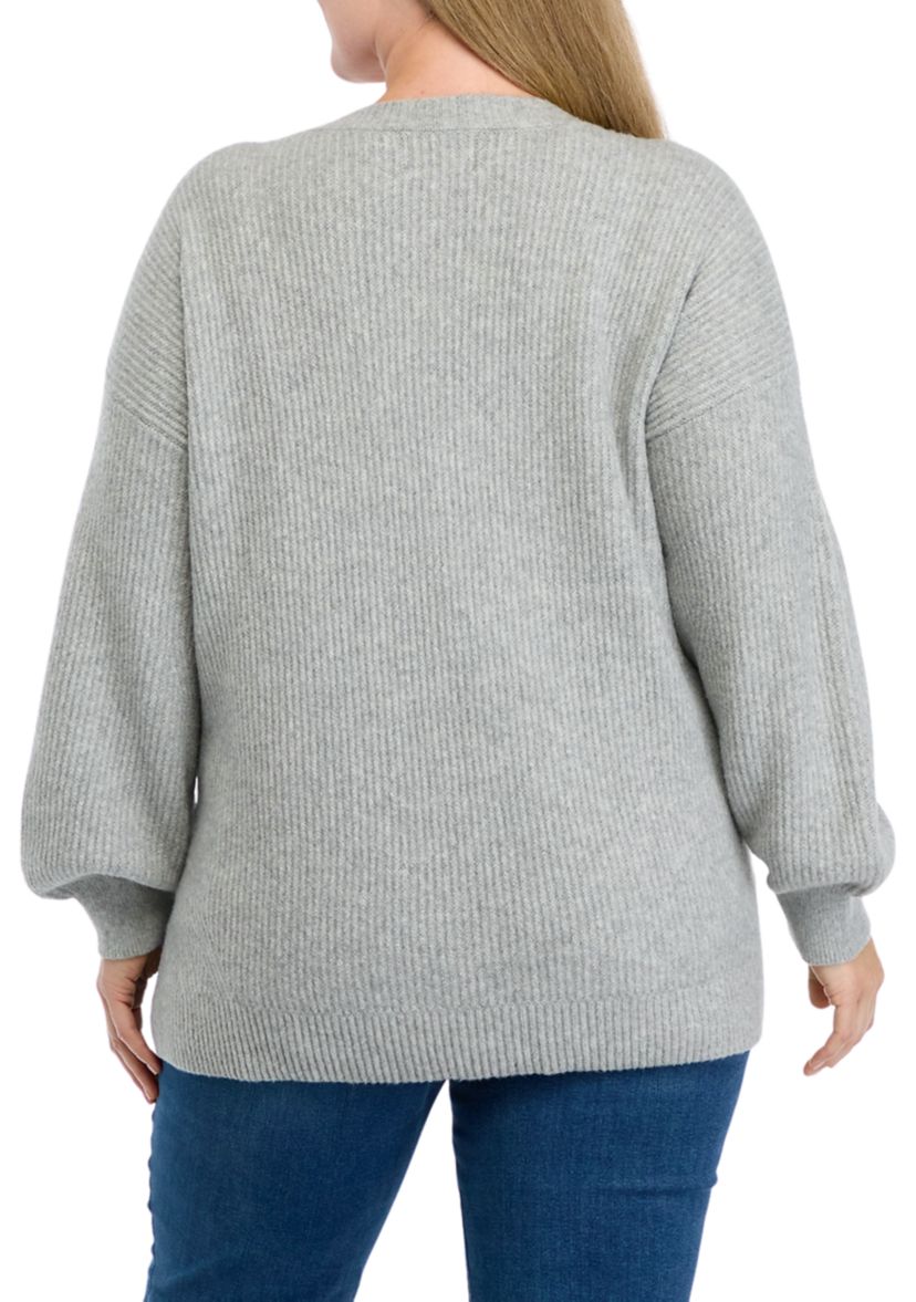 Plus Size Knit V-Neck Sweater