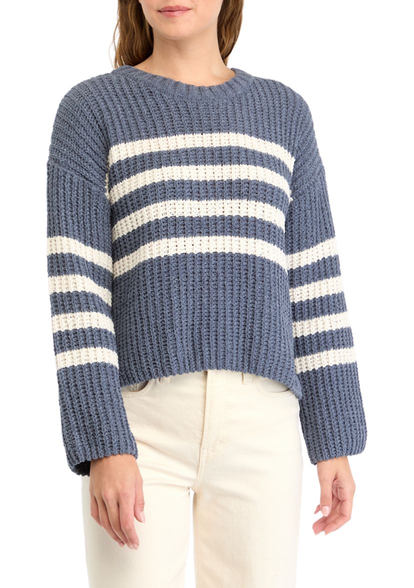 Womens Matte Chenille Crew Neck Sweater
