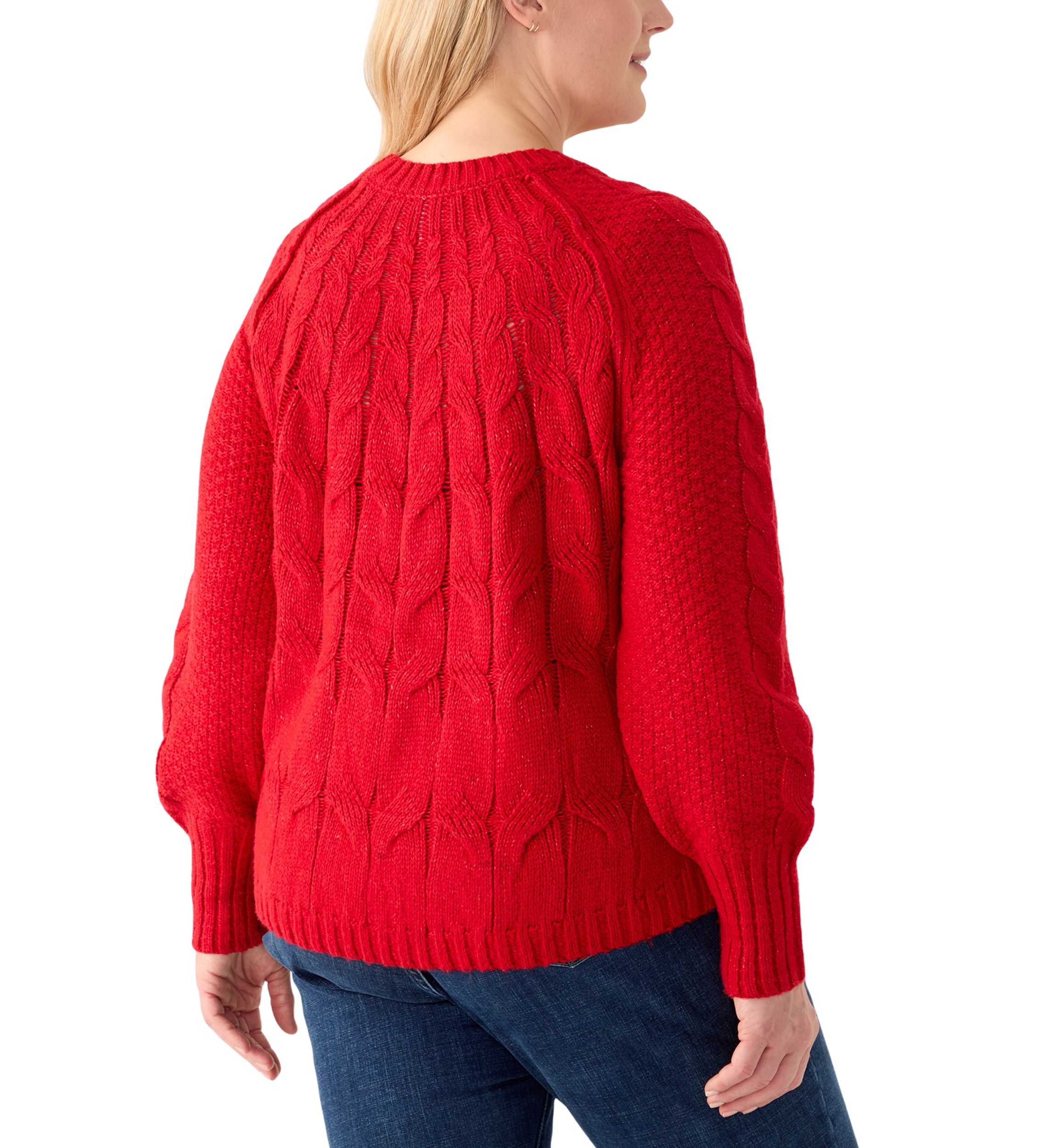 Plus Size Long Sleeve Cascade Cable Sweater