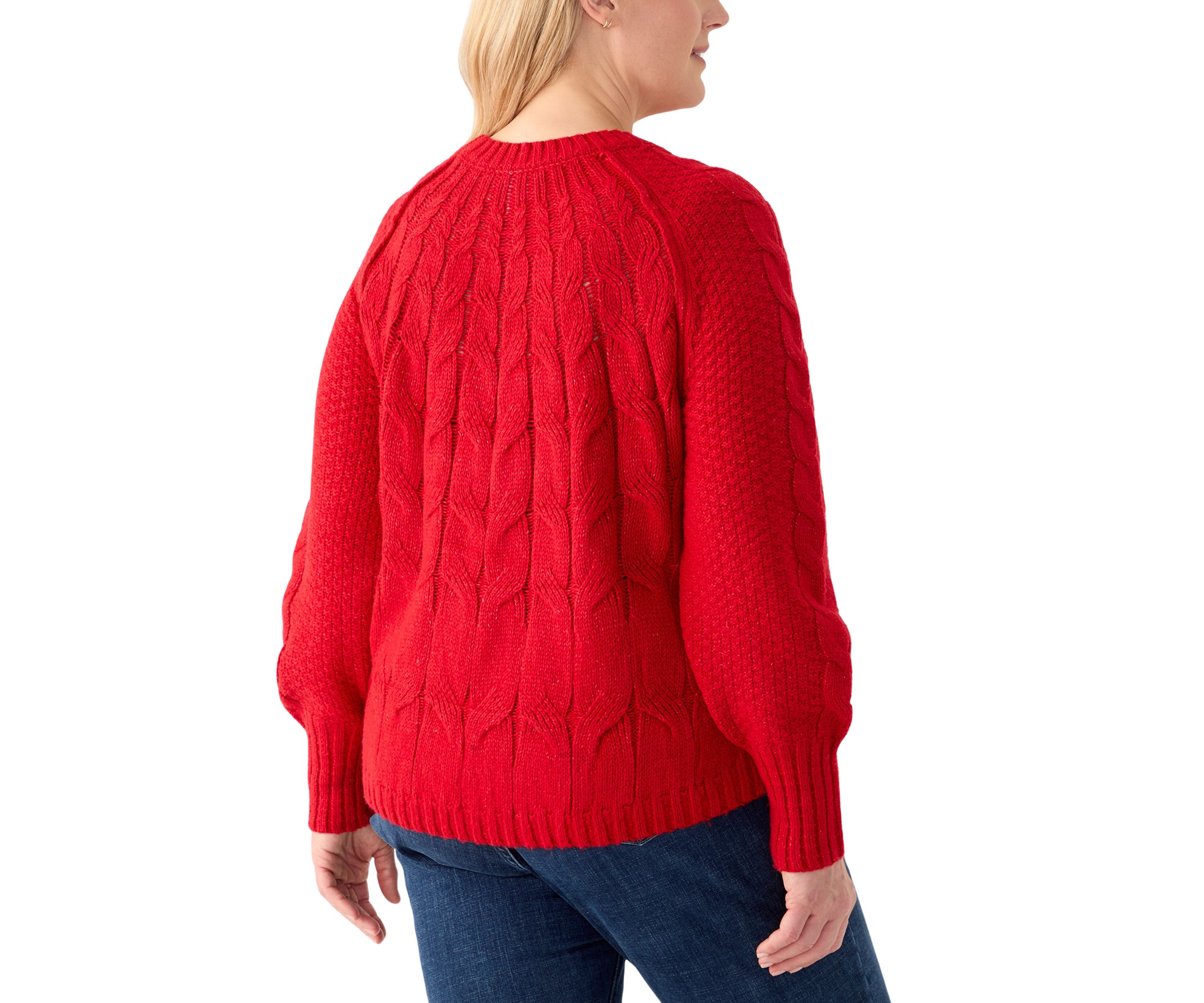 Plus Size Long Sleeve Cascade Cable Sweater