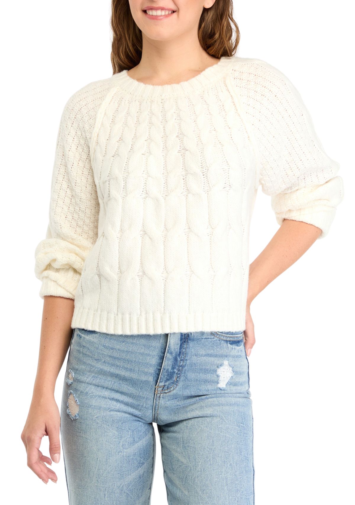 Womens Cable Crew Neck Sweater