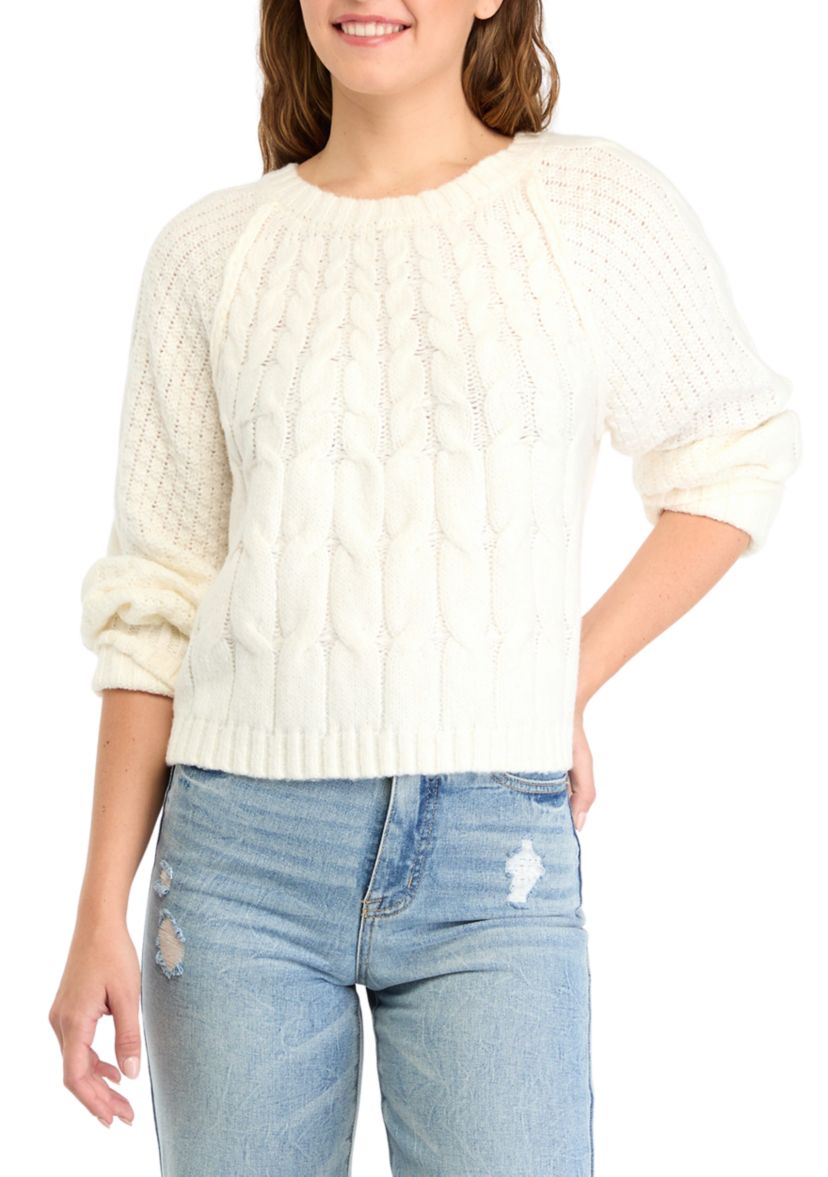 Womens Cable Crew Neck Sweater