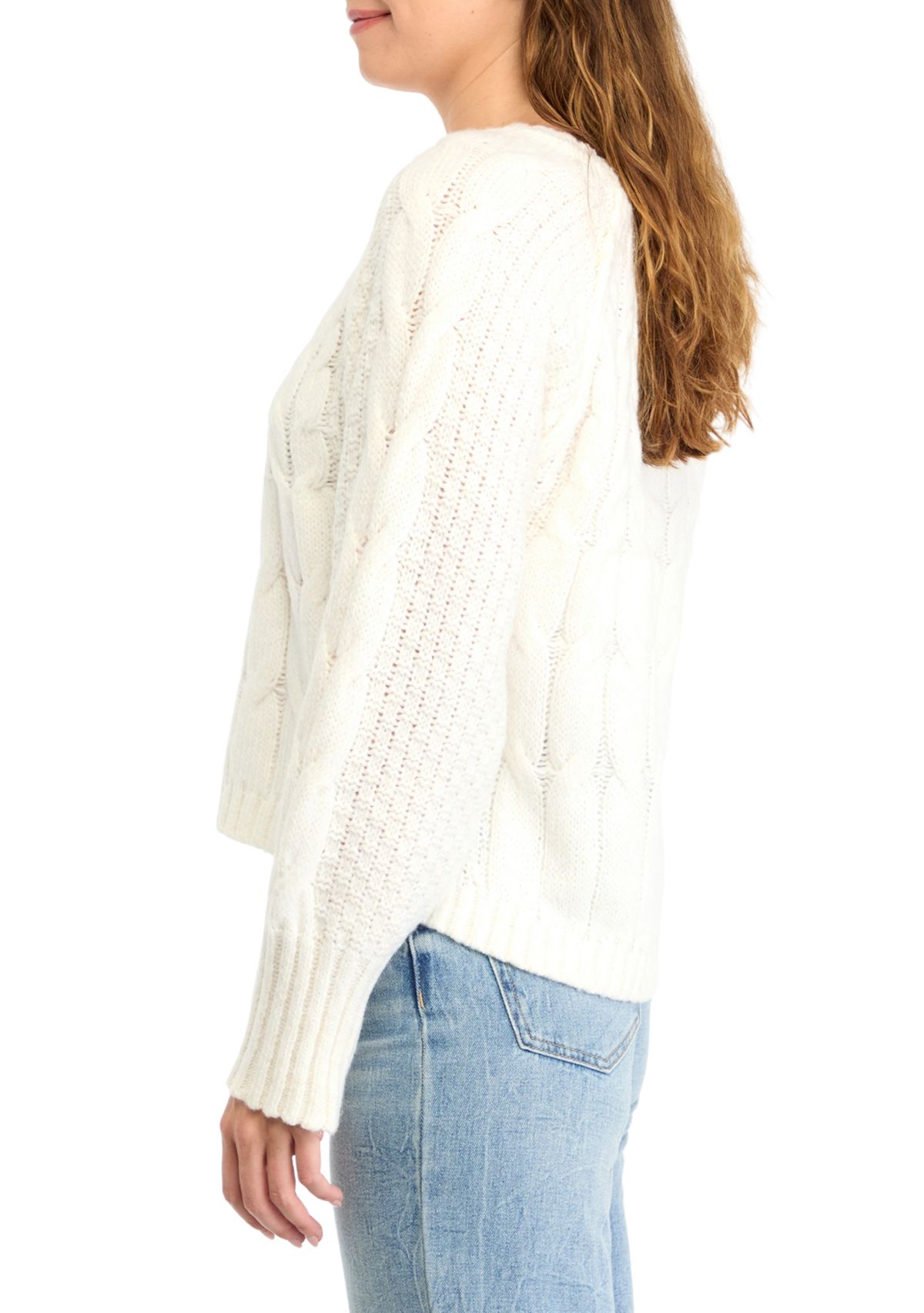 Womens Cable Crew Neck Sweater