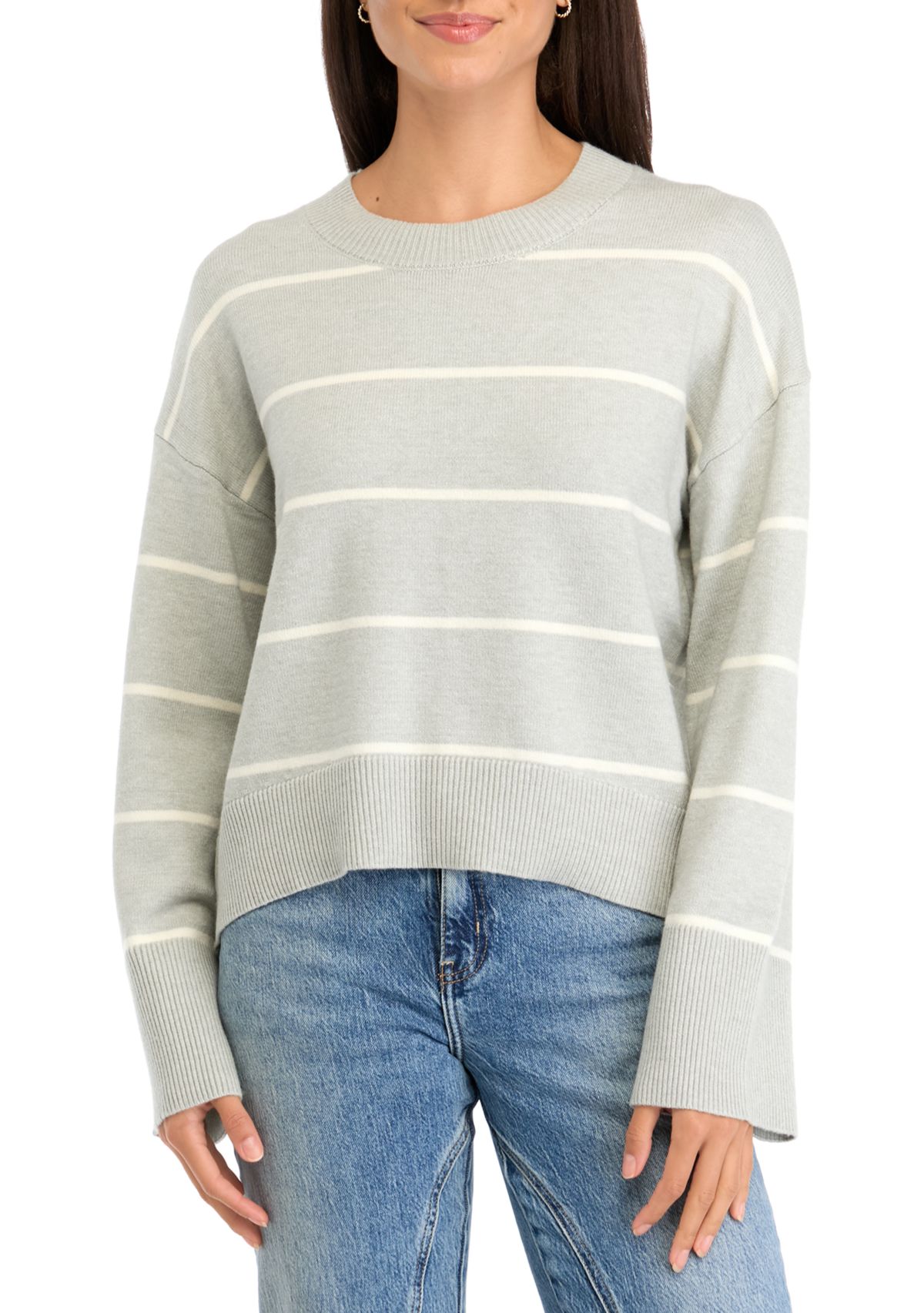 Womens Striped Crew Neck Sweater