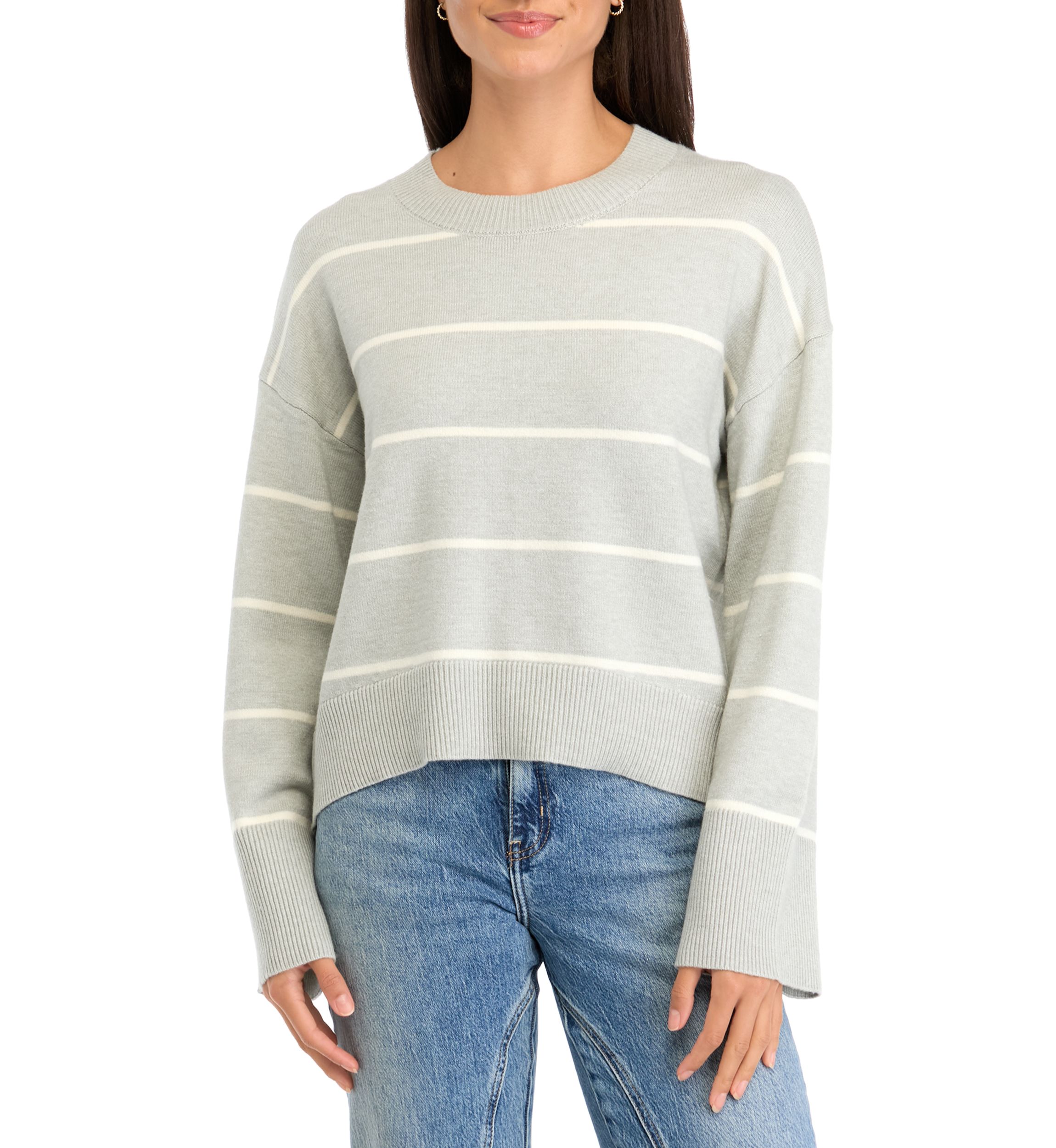 Womens Striped Crew Neck Sweater