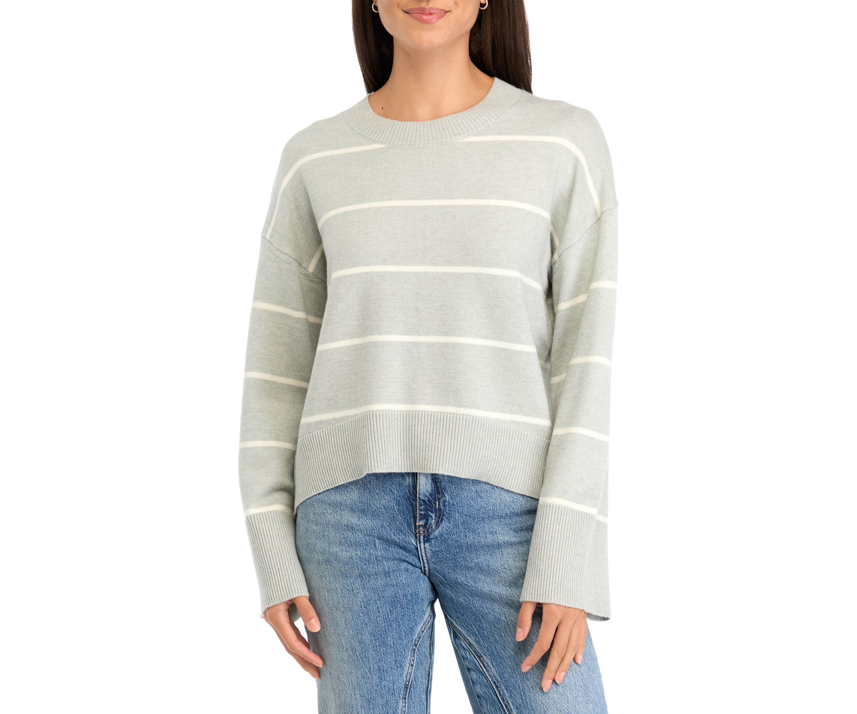 Womens Striped Crew Neck Sweater