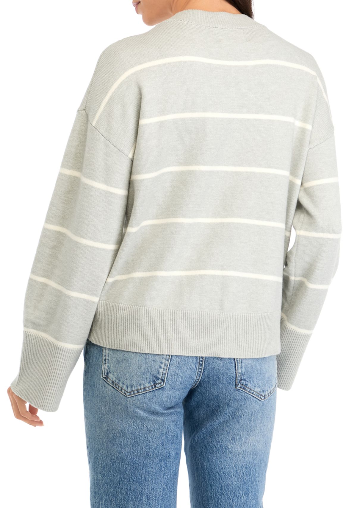 Womens Striped Crew Neck Sweater