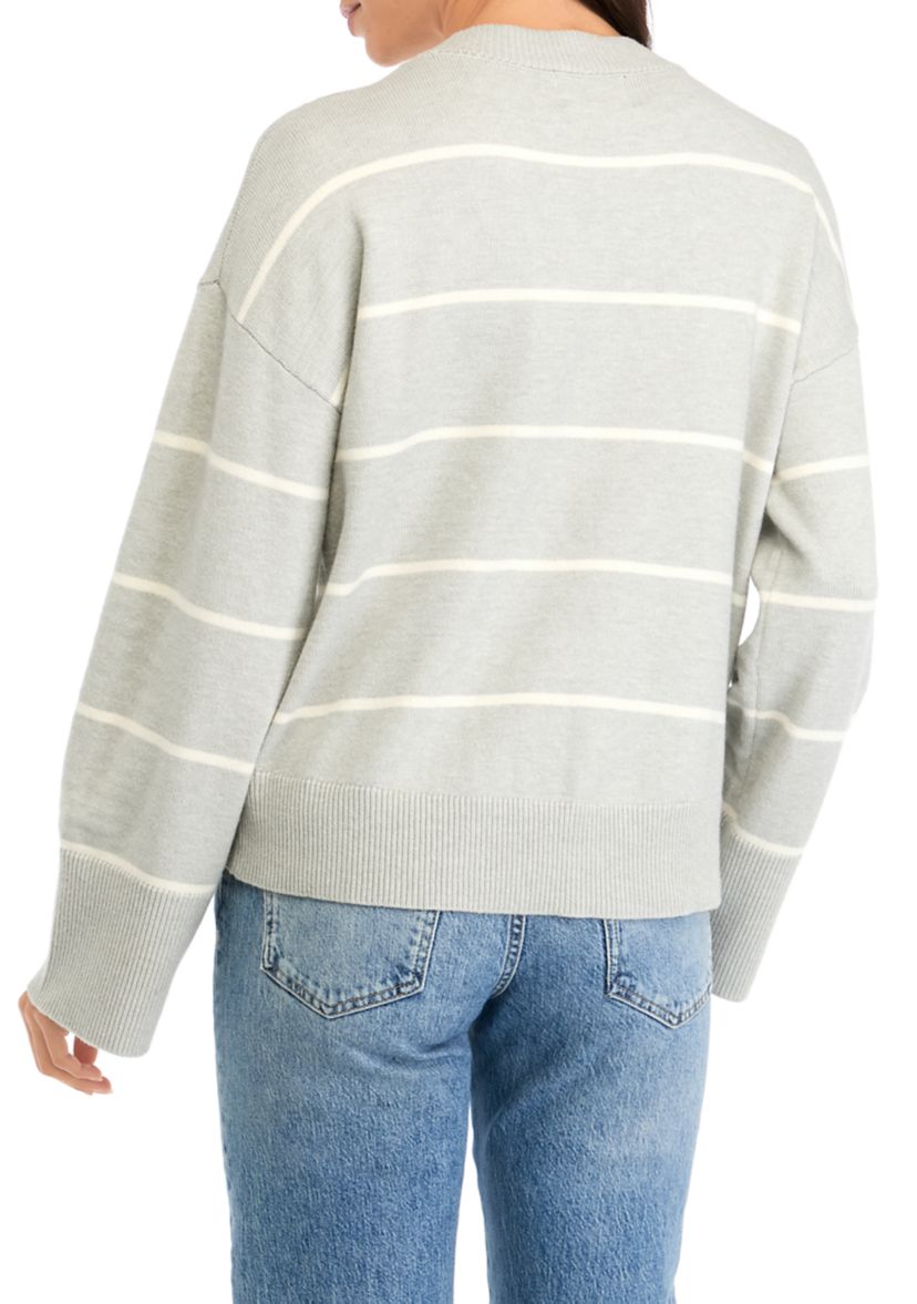Womens Striped Crew Neck Sweater