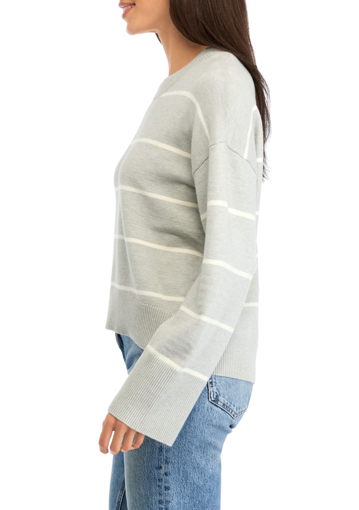 Womens Striped Crew Neck Sweater