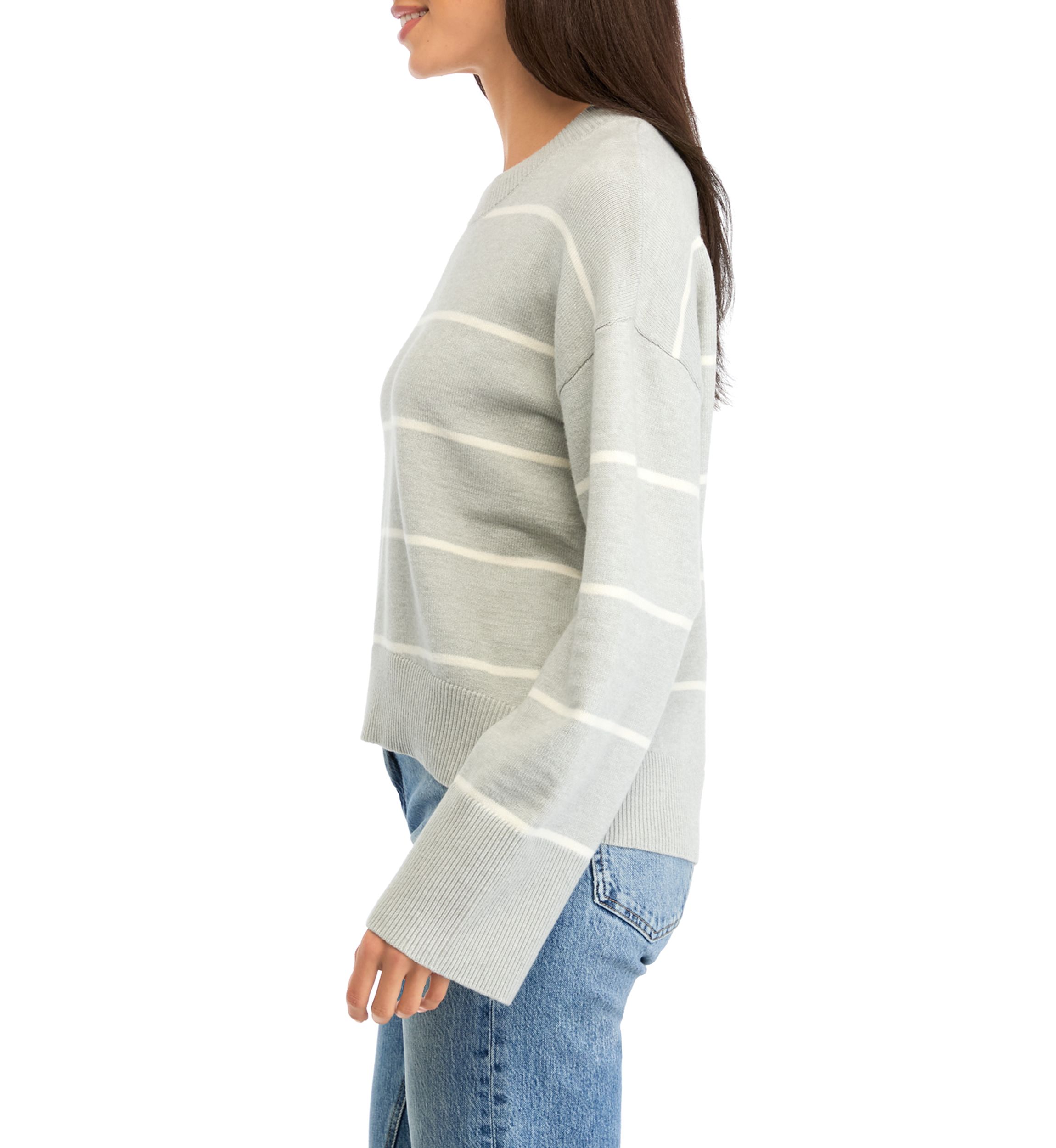 Womens Striped Crew Neck Sweater