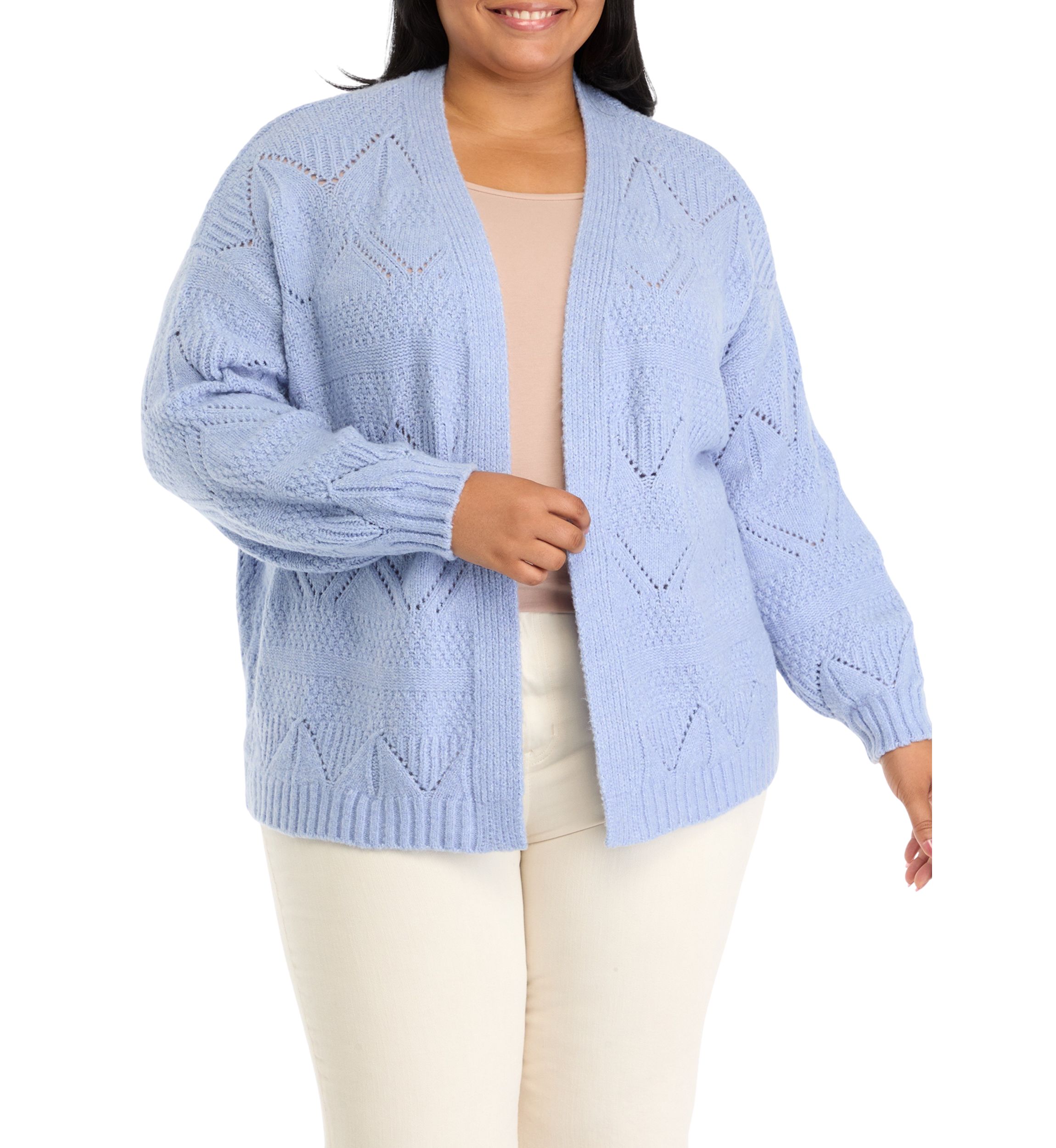 Plus Size Pointelle Cardigan 