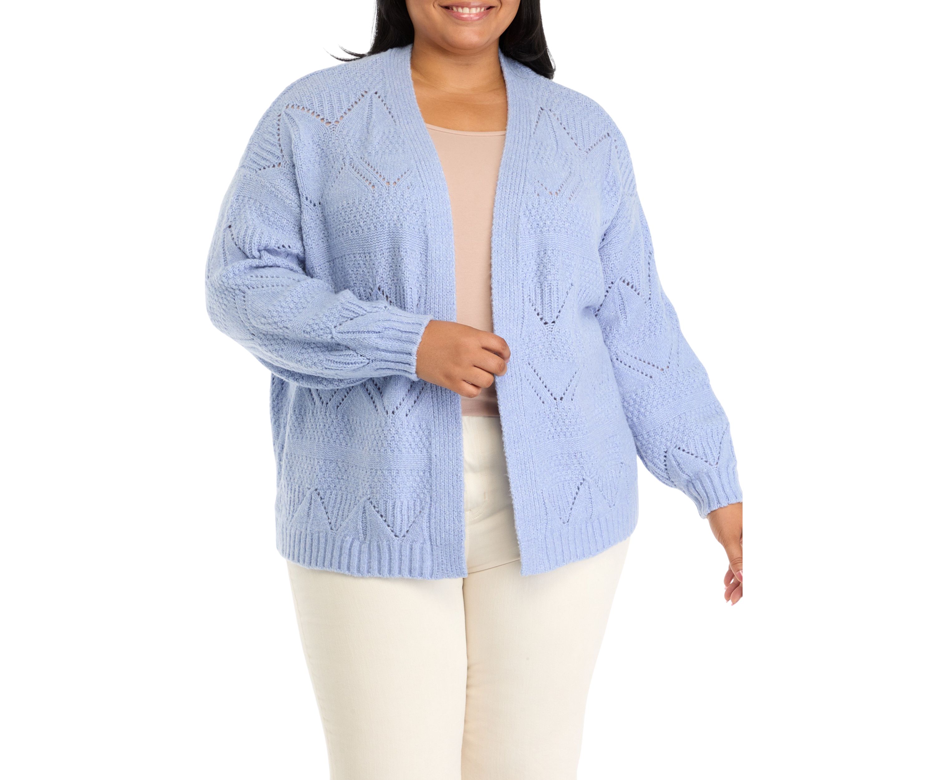 Plus Size Pointelle Cardigan 
