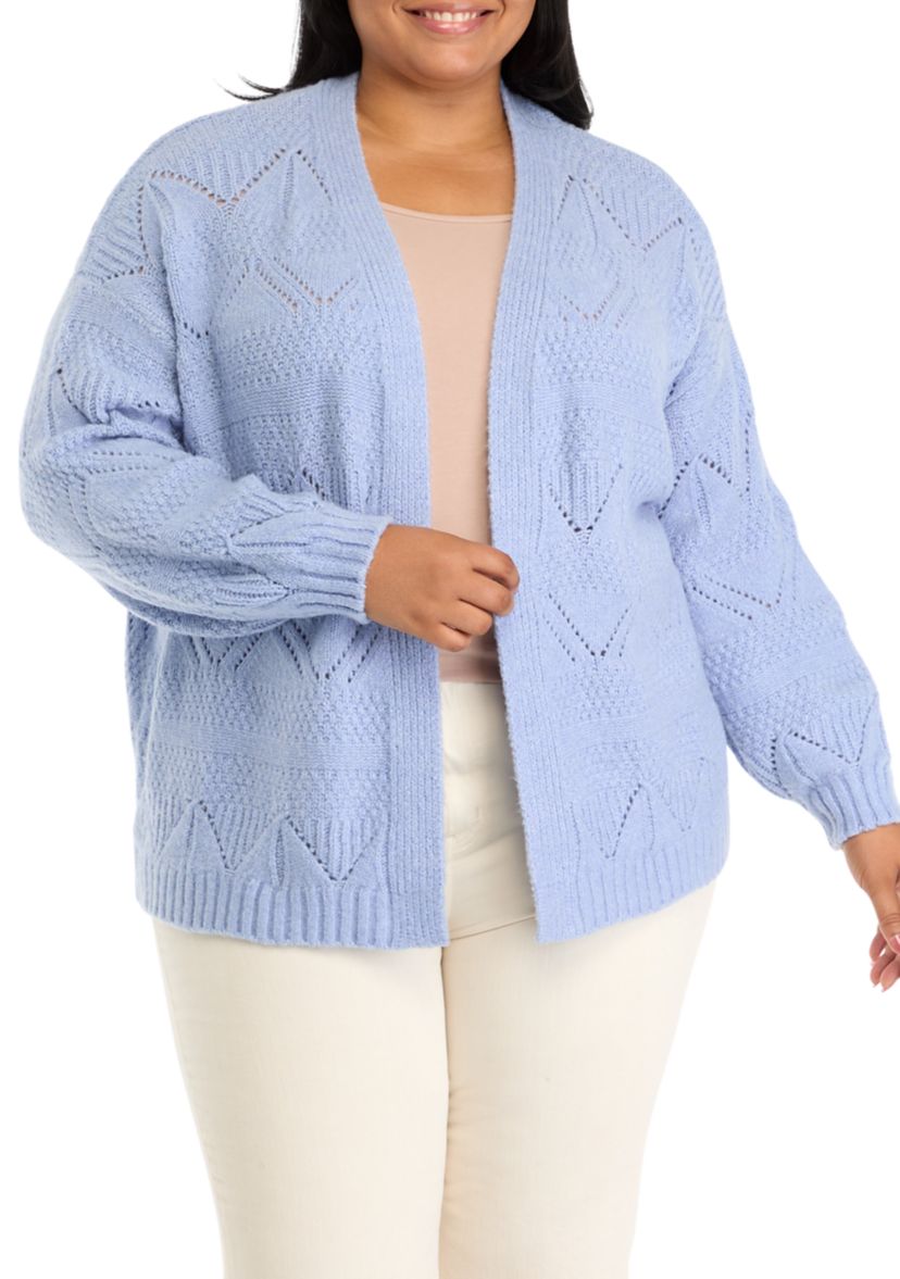 Plus Size Pointelle Cardigan 