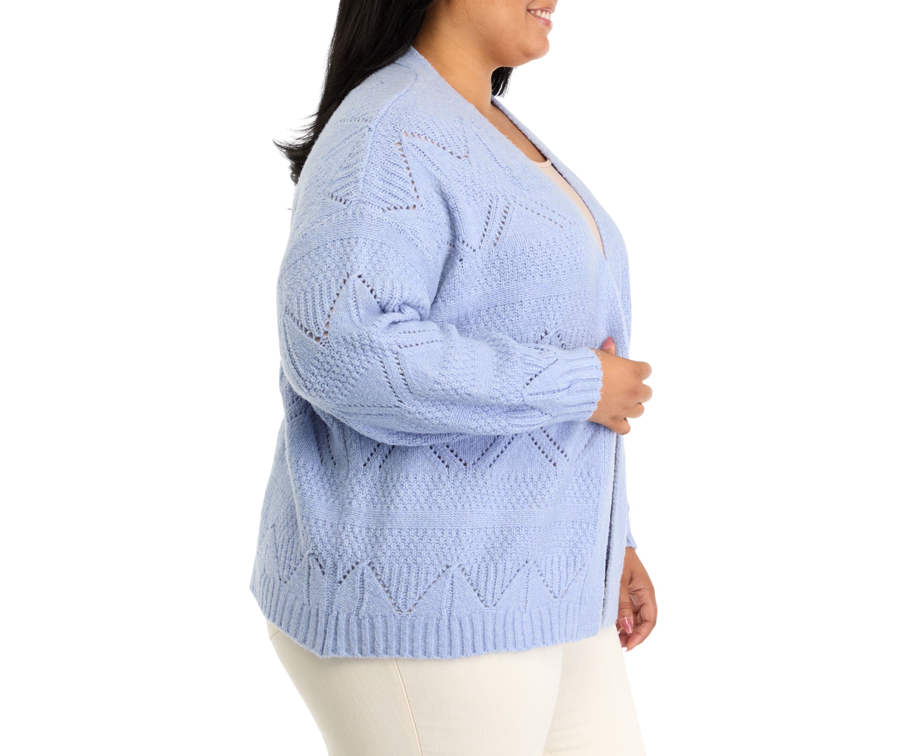Plus Size Pointelle Cardigan 