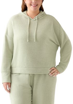 OLIVE + OAK Women's Plus Size Bouclé Hoodie, Silver, 4X
