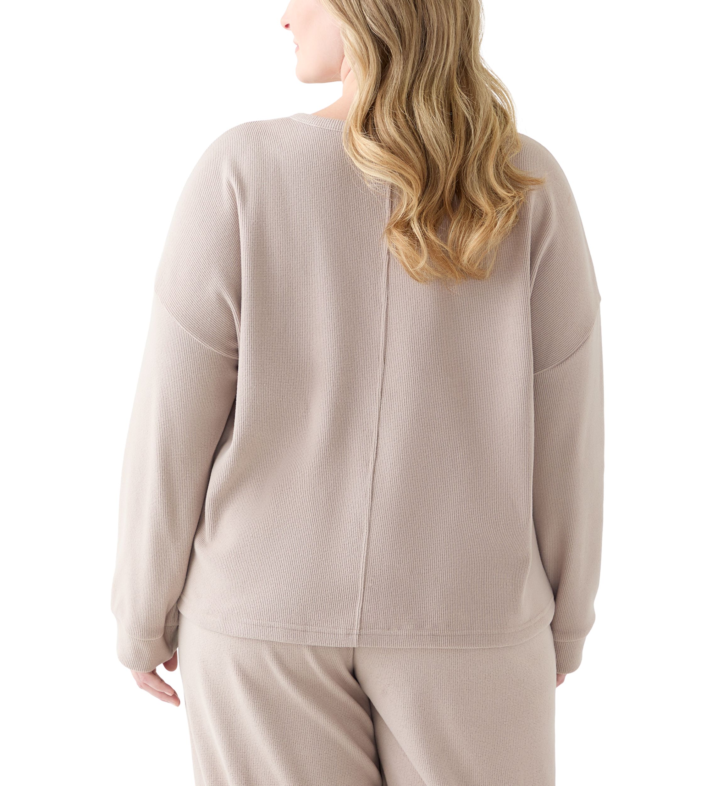 Plus Size Thermal Hacci V-Neck Top